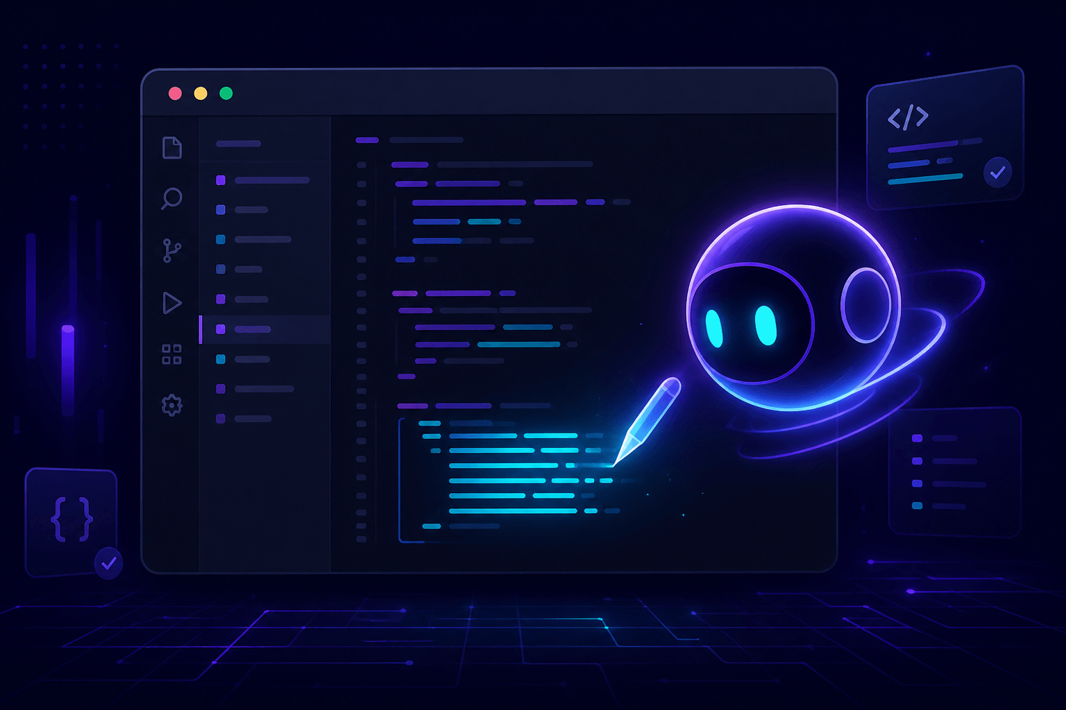 Cursor AI editor with an AI assistant writing code
