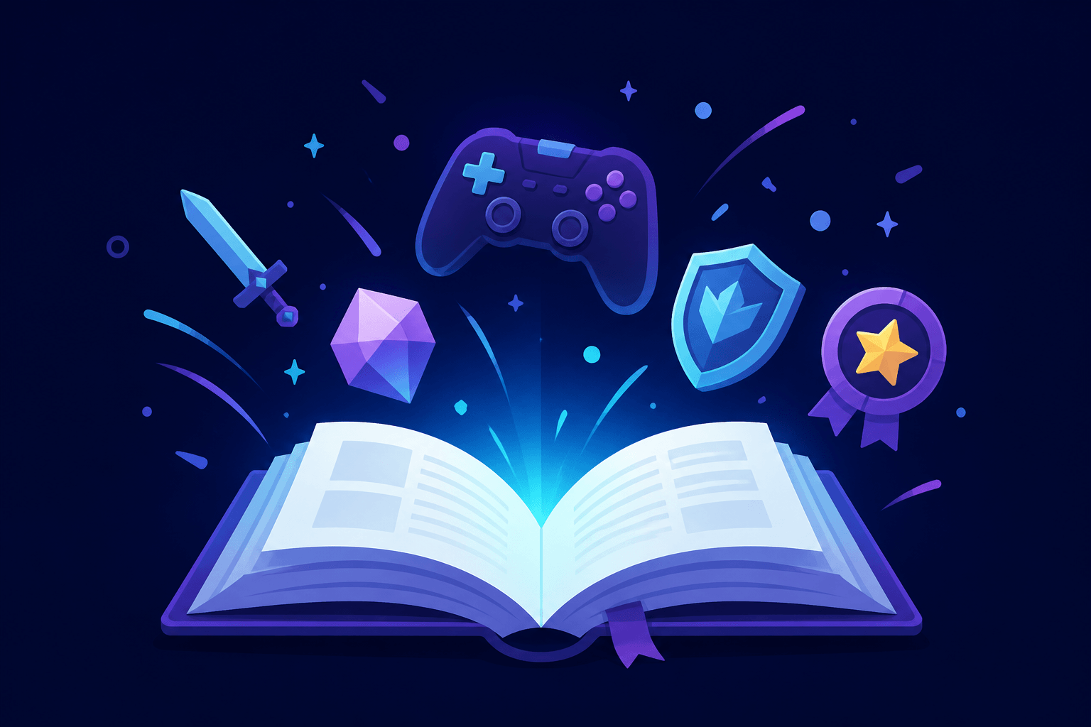 كتاب قاموس مفتوح تطلع منه أيقونات قيمنق