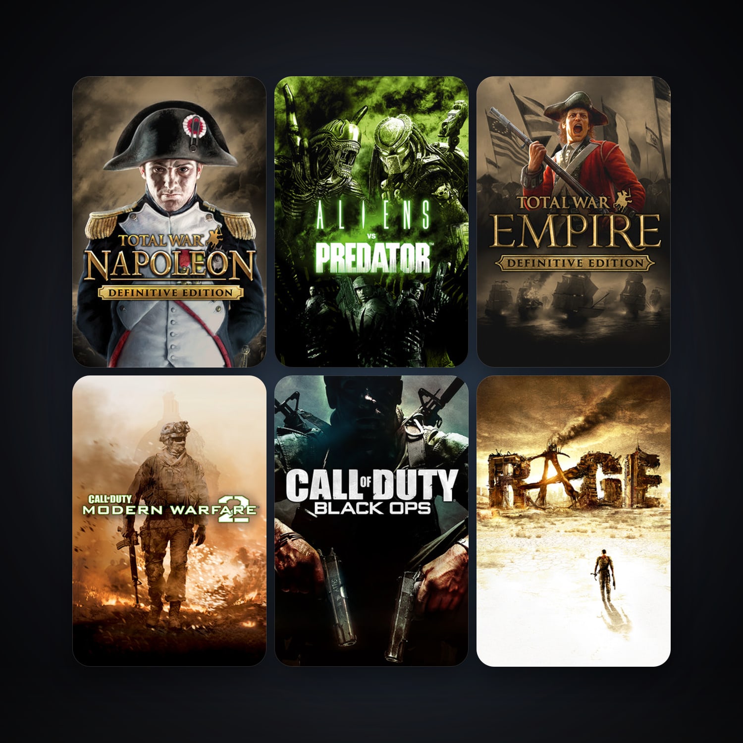 RAGE + Call of Duty: Modern Warfare 2 (2009), 11 games, clean — HabibiAccounts