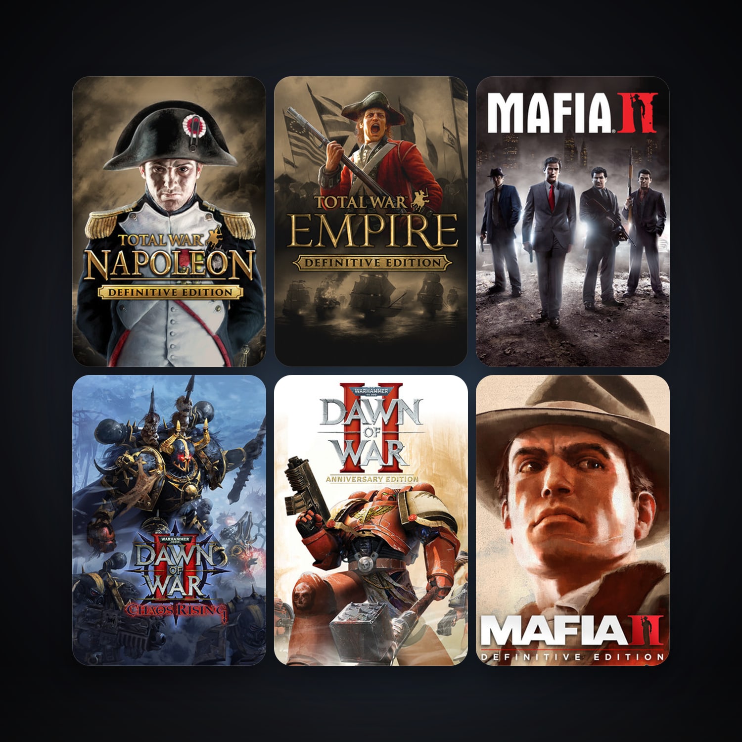 Empire: Total War + Warhammer 40,000: Dawn of War II, 12 games, clean — HabibiAccounts