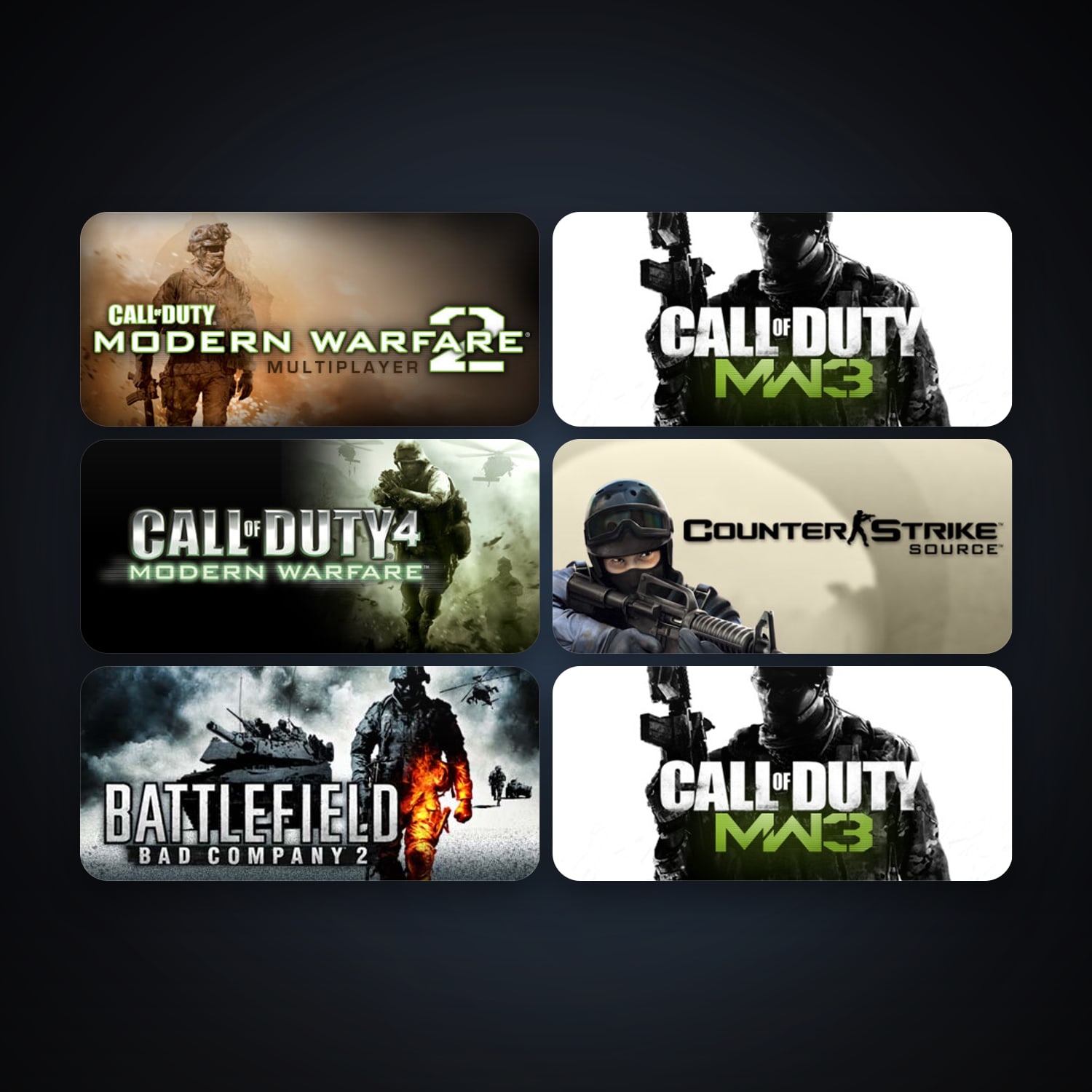 Counter-Strike: Source + Call of Duty 4: Modern Warfare, 7 games, clean — HabibiAccounts