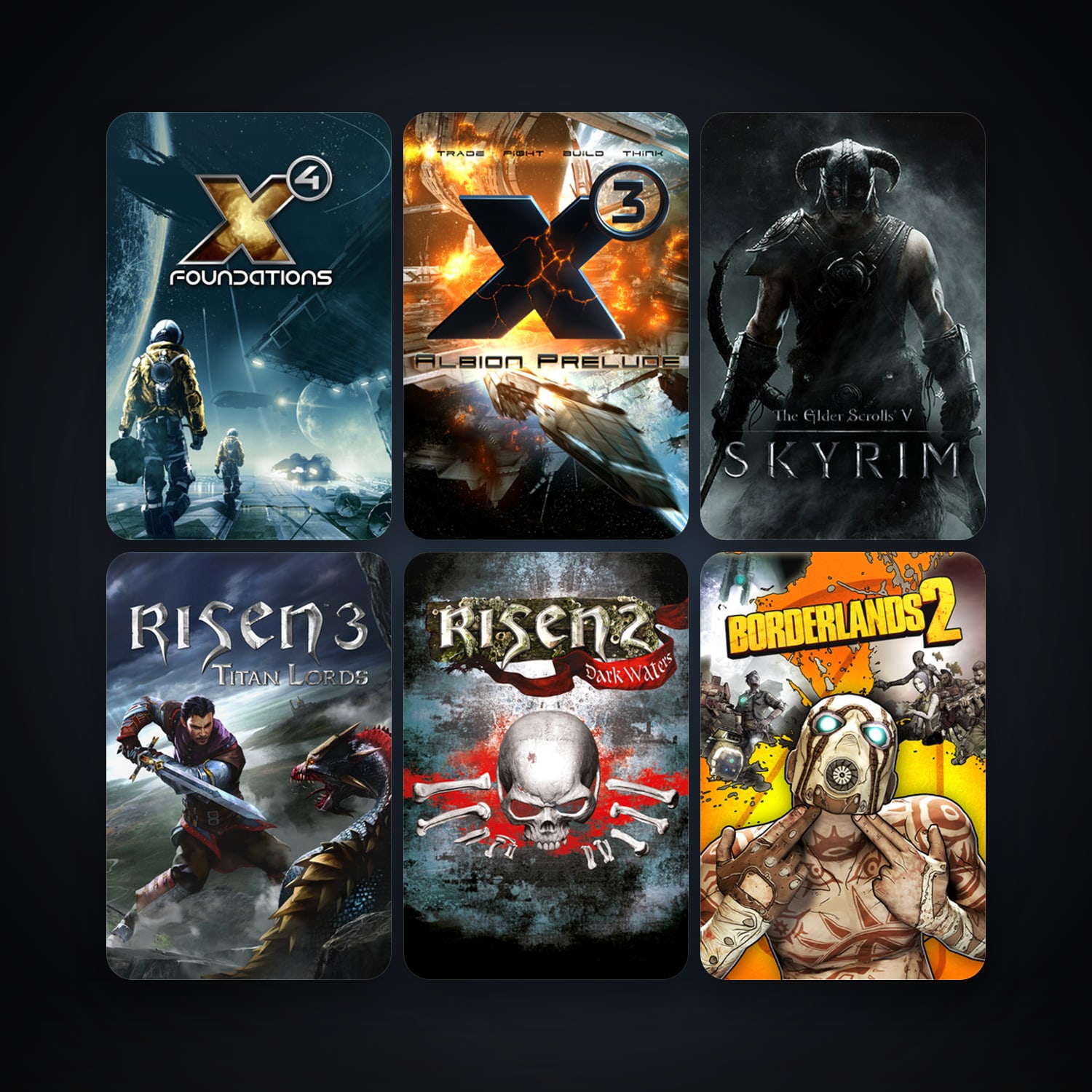 Risen 2: Dark Waters + Borderlands 2, 13 games, clean — HabibiAccounts