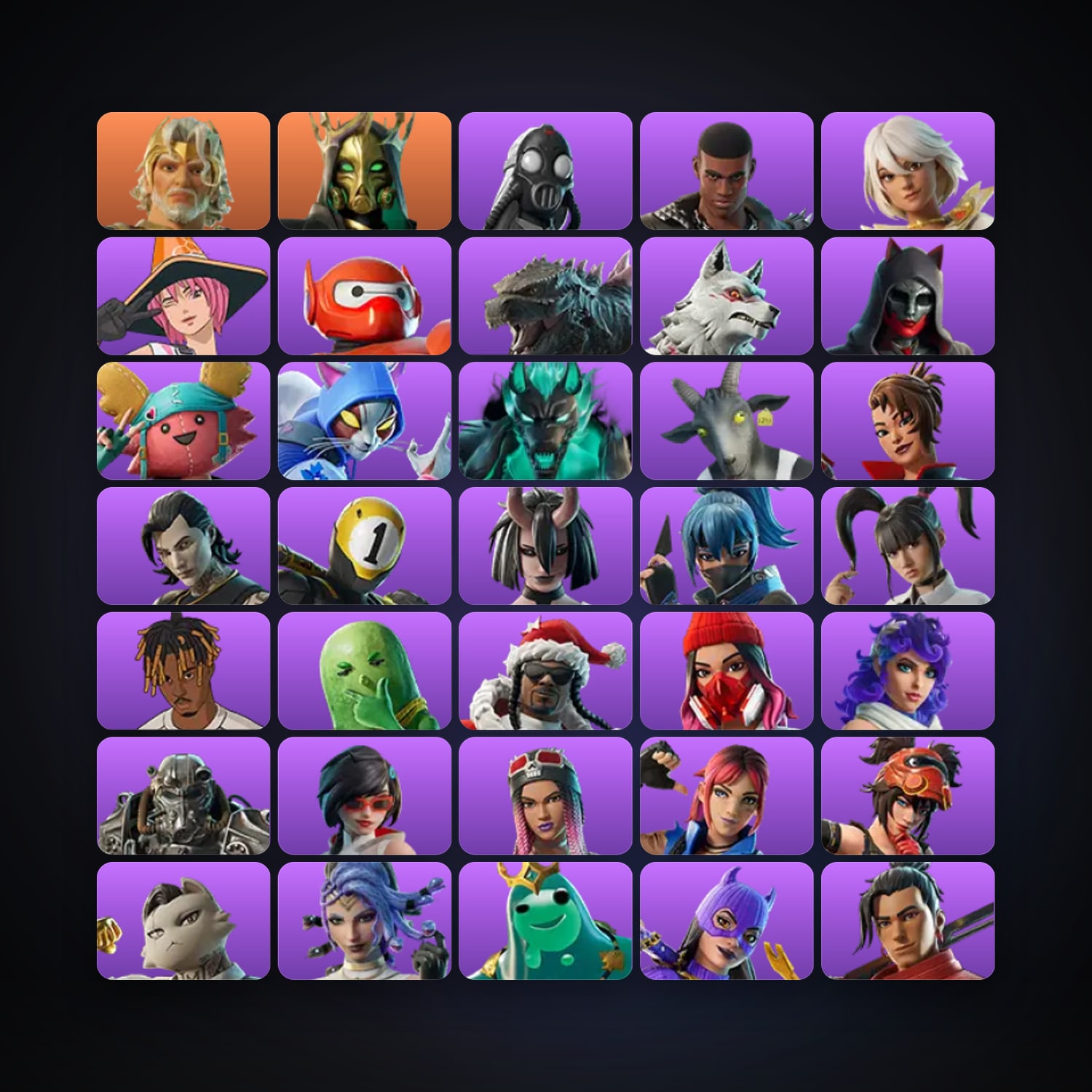 Fortnite locker — 51 skins — 750 V-Bucks — lvl 1081 — HabibiAccounts
