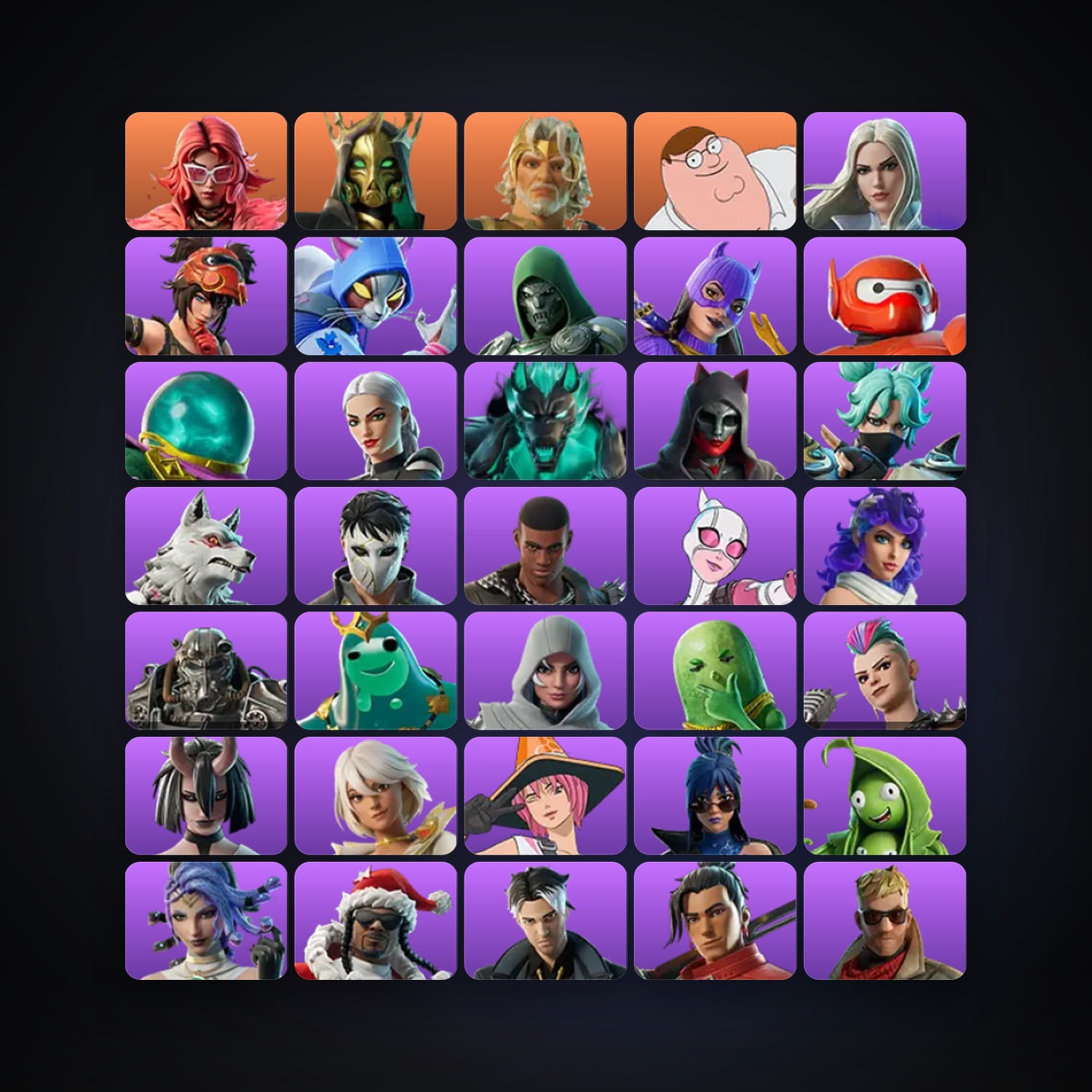 Fortnite locker — 60 skins — 2K V-Bucks — lvl 908 — HabibiAccounts