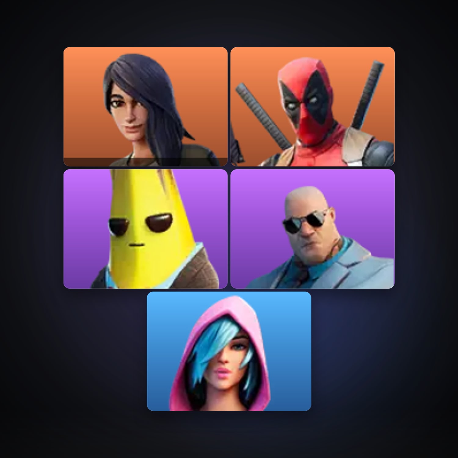 Fortnite locker — 5 skins — 100 V-Bucks — lvl 134 — HabibiAccounts