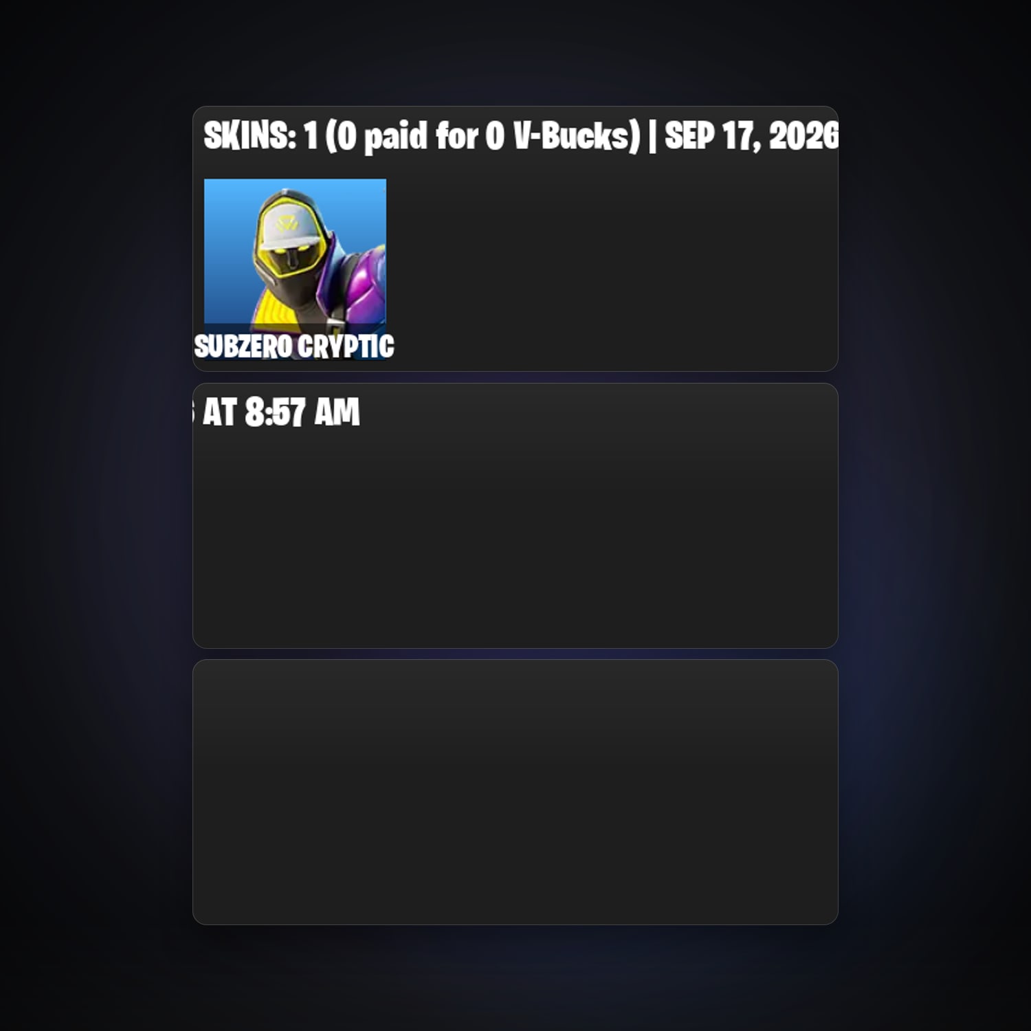 Fortnite locker — 1 skins — 100 V-Bucks — lvl 21 — HabibiAccounts