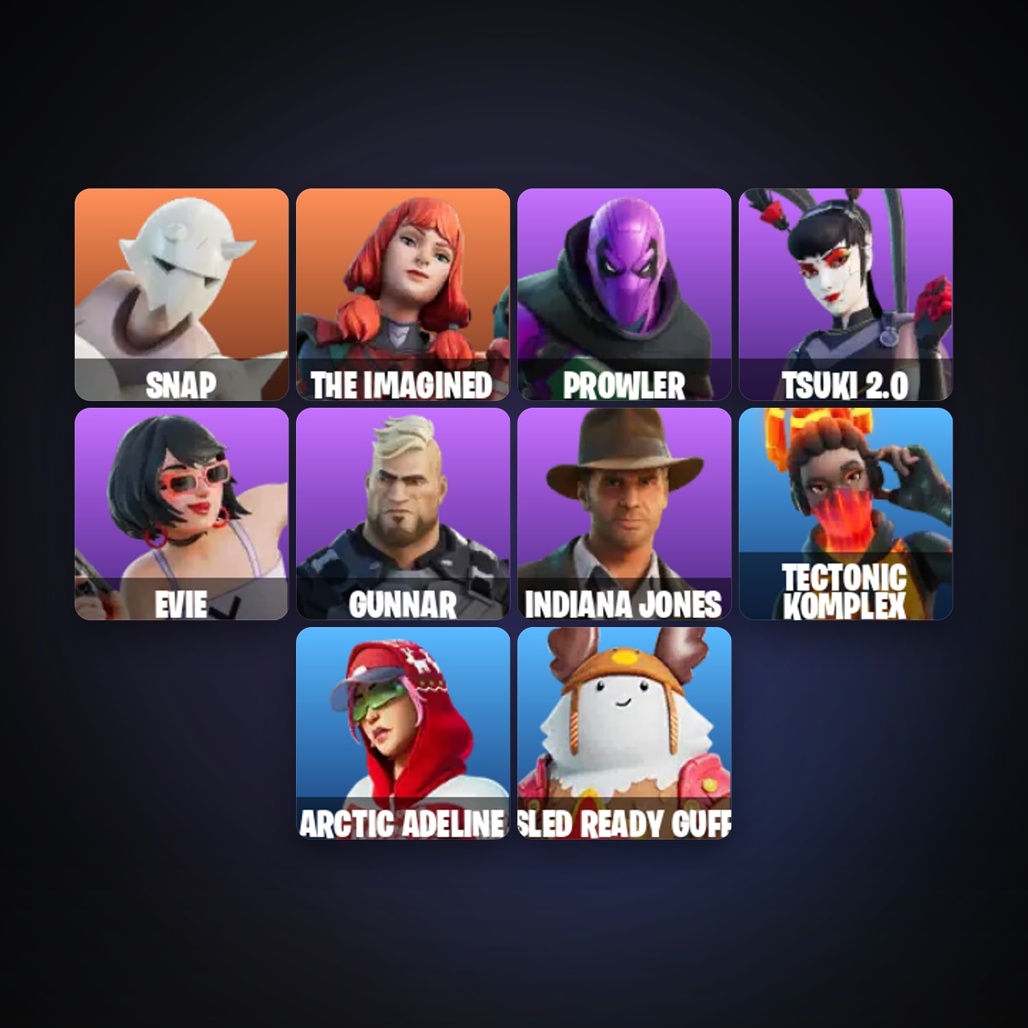 Fortnite locker — 12 skins — 100 V-Bucks — lvl 145 — HabibiAccounts