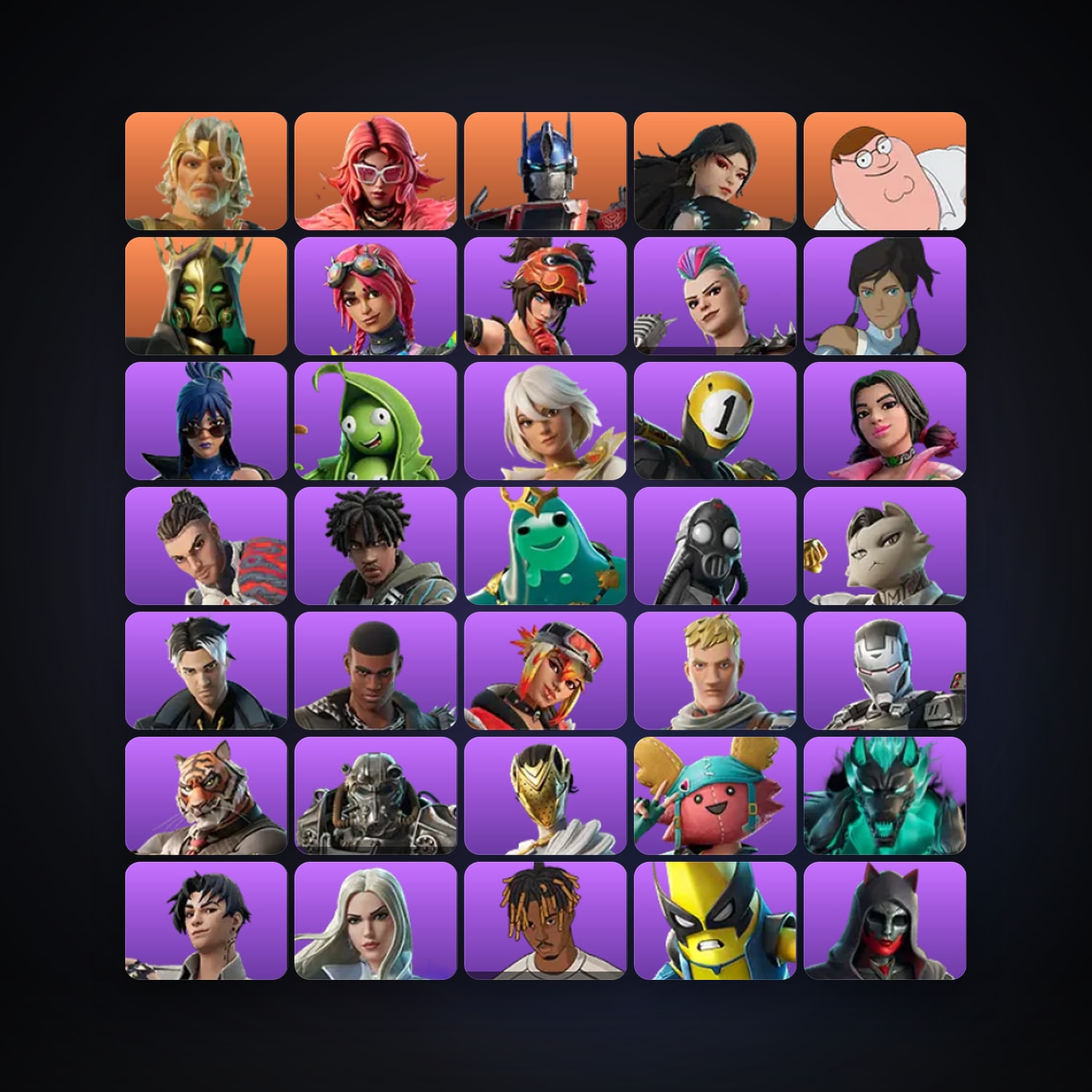 Fortnite locker — 46 skins — 50 V-Bucks — lvl 1195 — HabibiAccounts