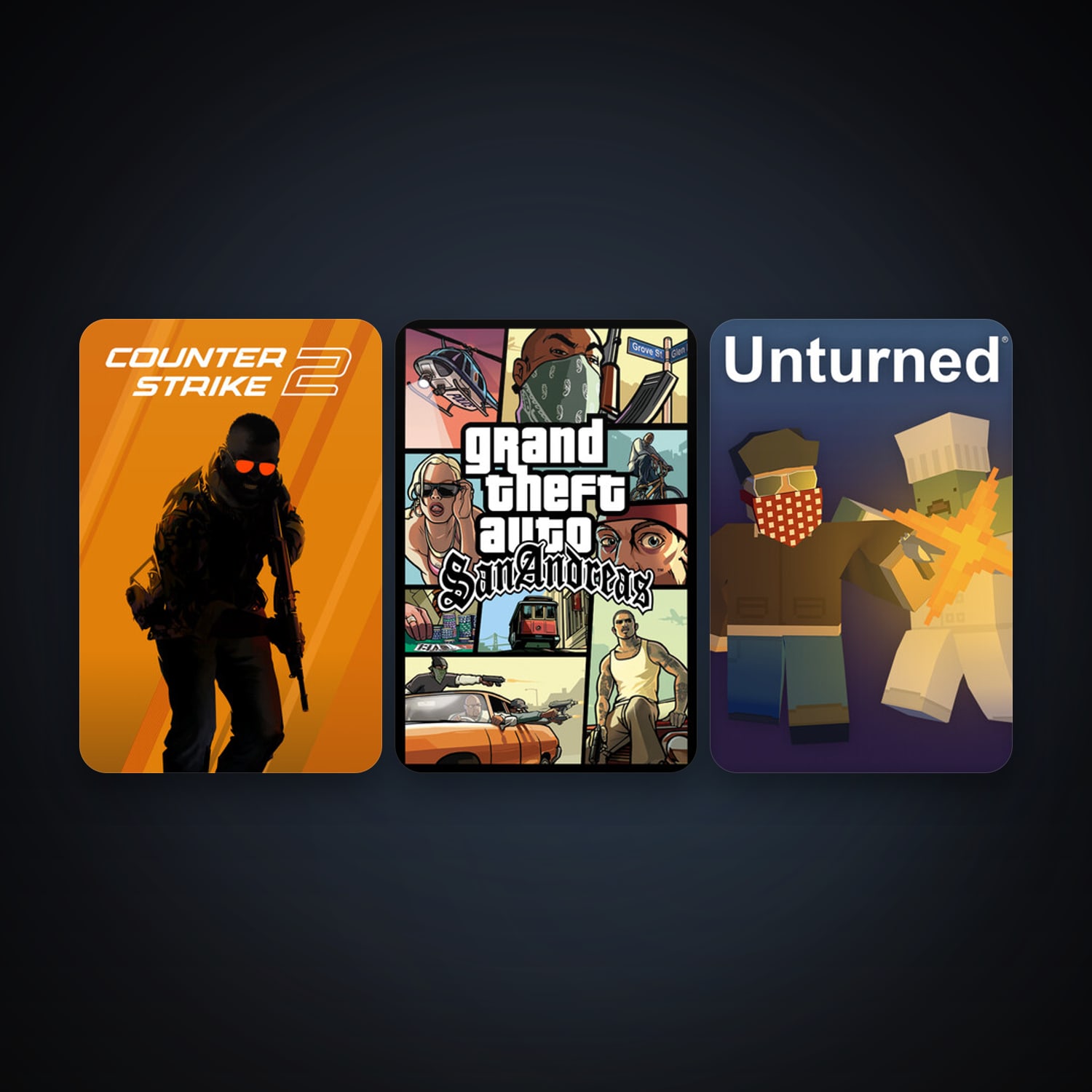 CS2 Prime + Grand Theft Auto: San Andreas, 5 games, clean — HabibiAccounts