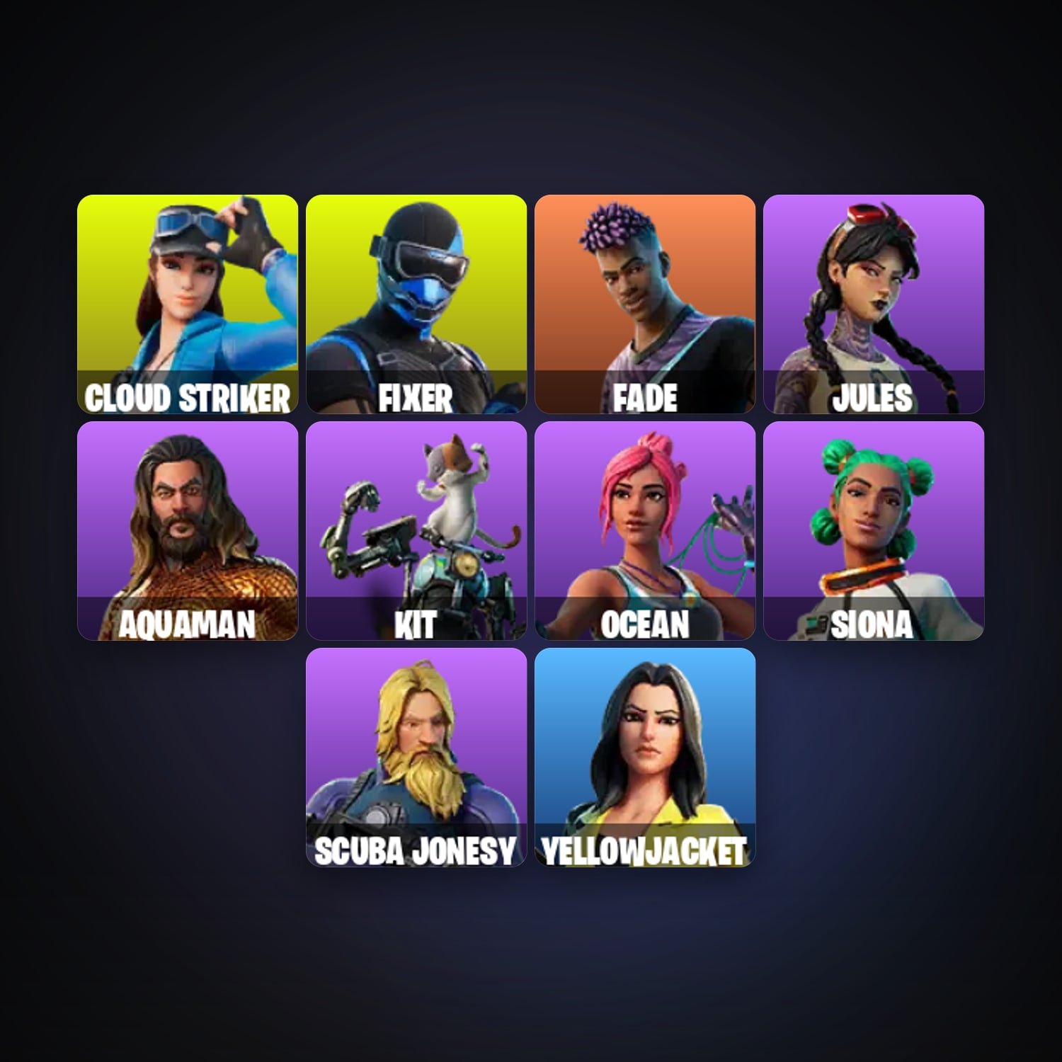 Fortnite locker — 11 skins — 20 V-Bucks — lvl 279 — HabibiAccounts