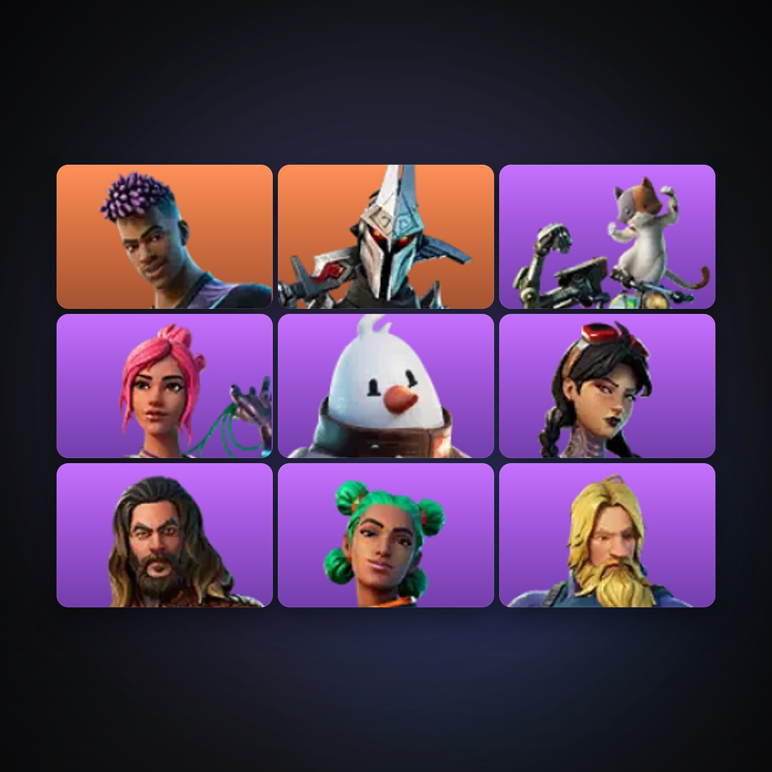 Fortnite locker — 9 skins — 250 V-Bucks — lvl 244 — HabibiAccounts