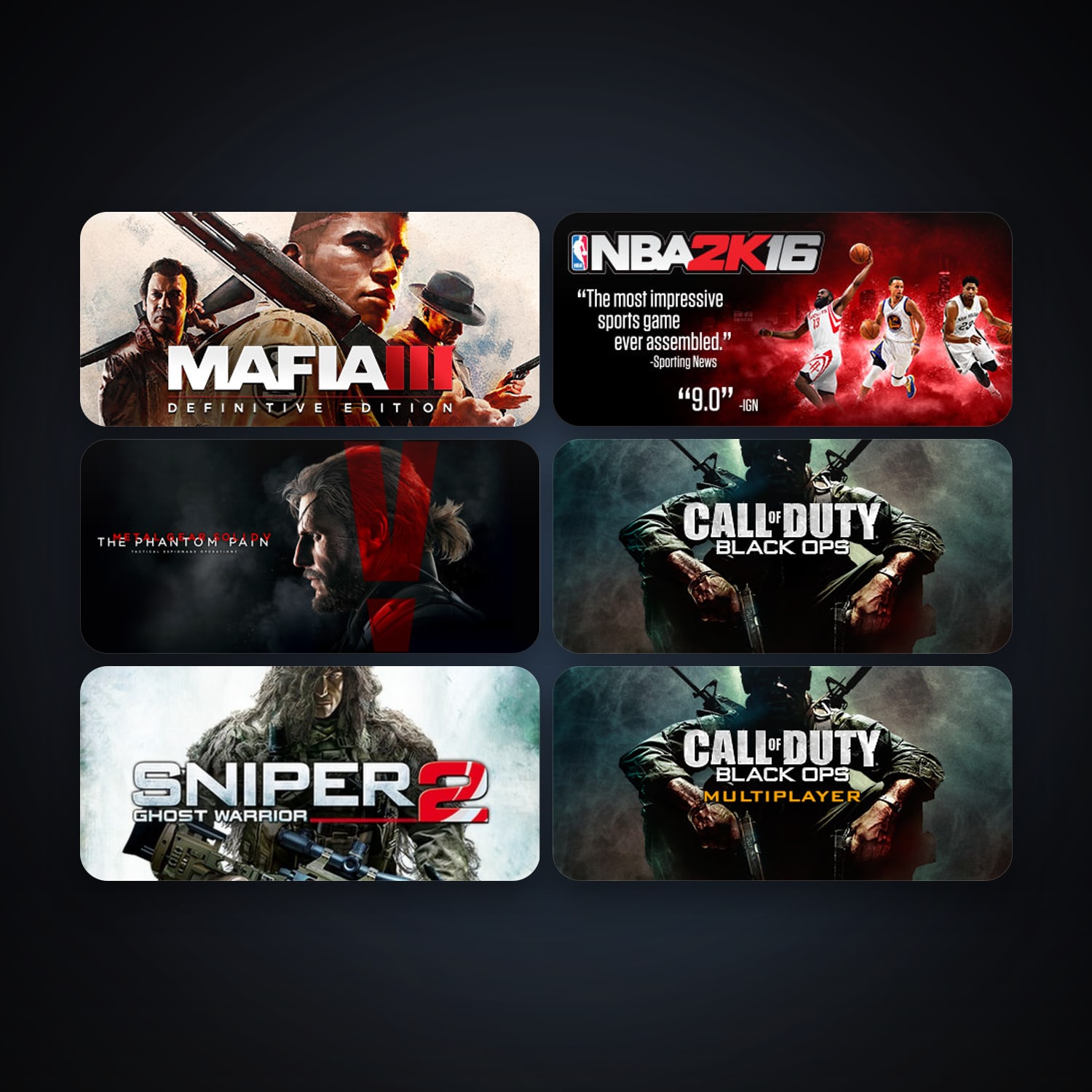 Sniper: Ghost Warrior 2 + Call of Duty: Black Ops, 6 games, clean — HabibiAccounts