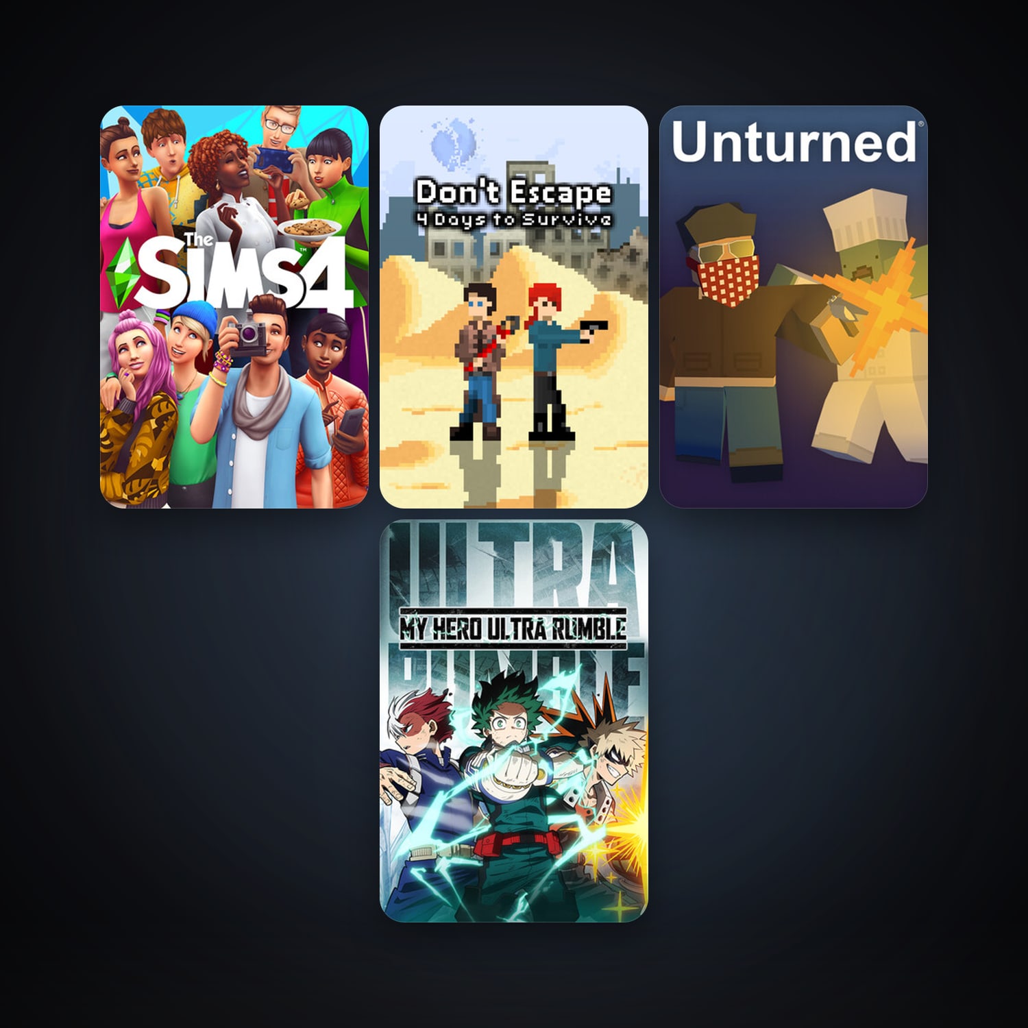 Unturned + Don't Escape: 4 Days to Survive, 9 games, clean — HabibiAccounts