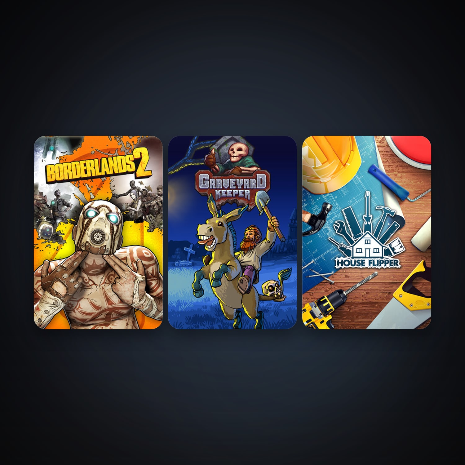 هالحساب ستيم فلين، Borderlands 2 وGraveyard Keeper، 4 لعبة، صامد واضح — HabibiAccounts