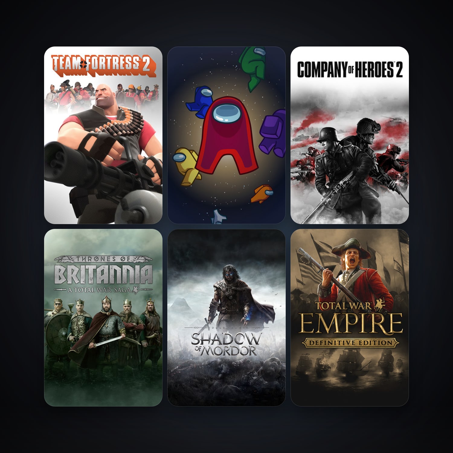 Team Fortress 2 + Empire: Total War, 13 games, clean — HabibiAccounts