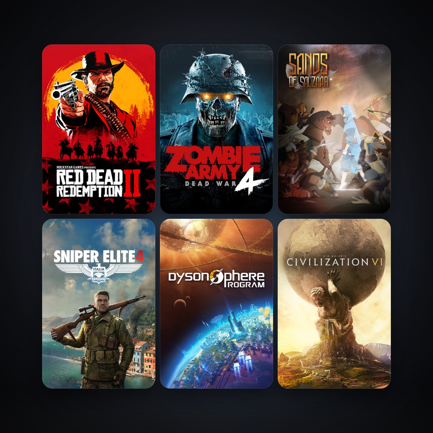 Sid Meier's Civilization VI + Sniper Elite 4, 10 games, clean — HabibiAccounts