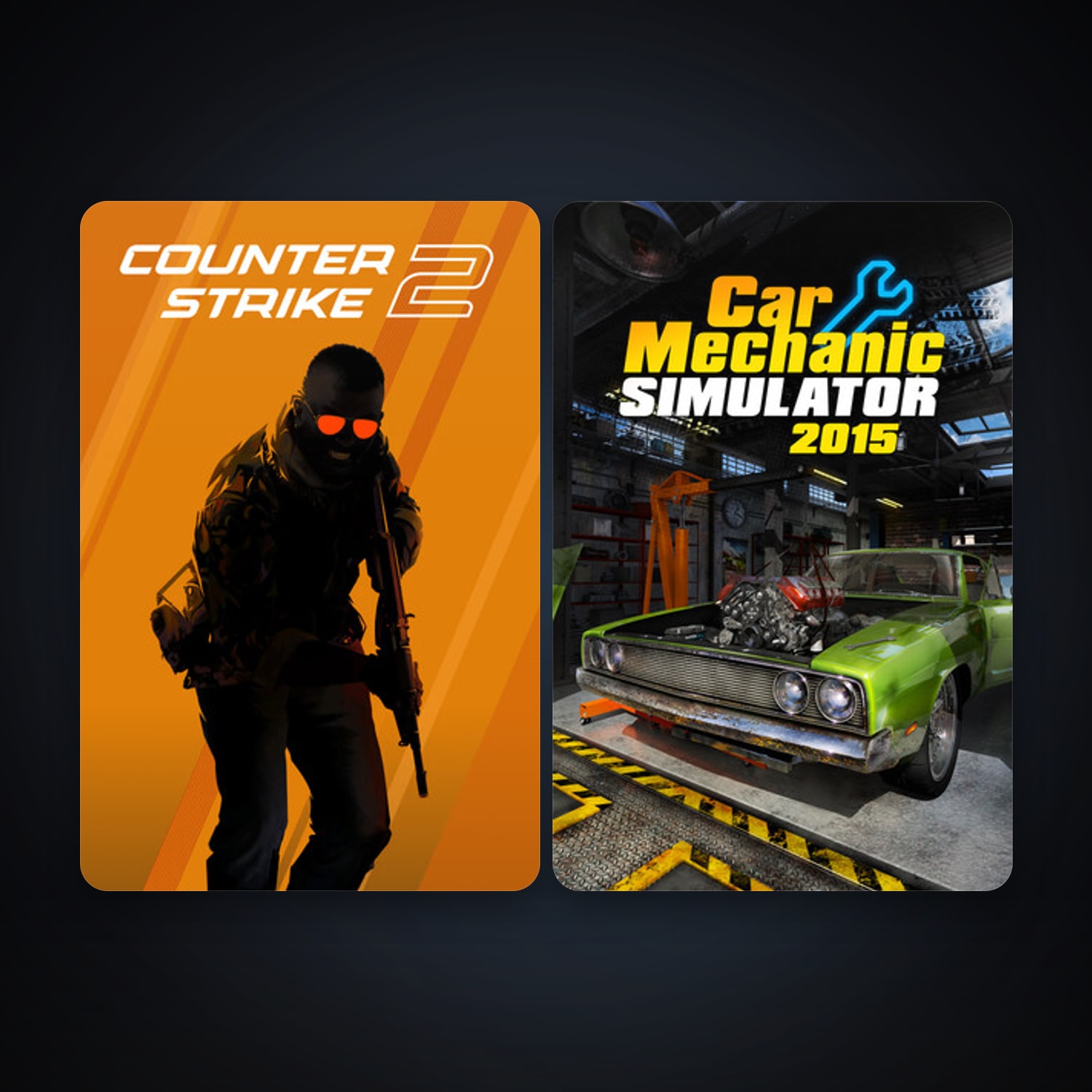 CS2 Prime + Car Mechanic Simulator 2015, 2 games, clean — HabibiAccounts