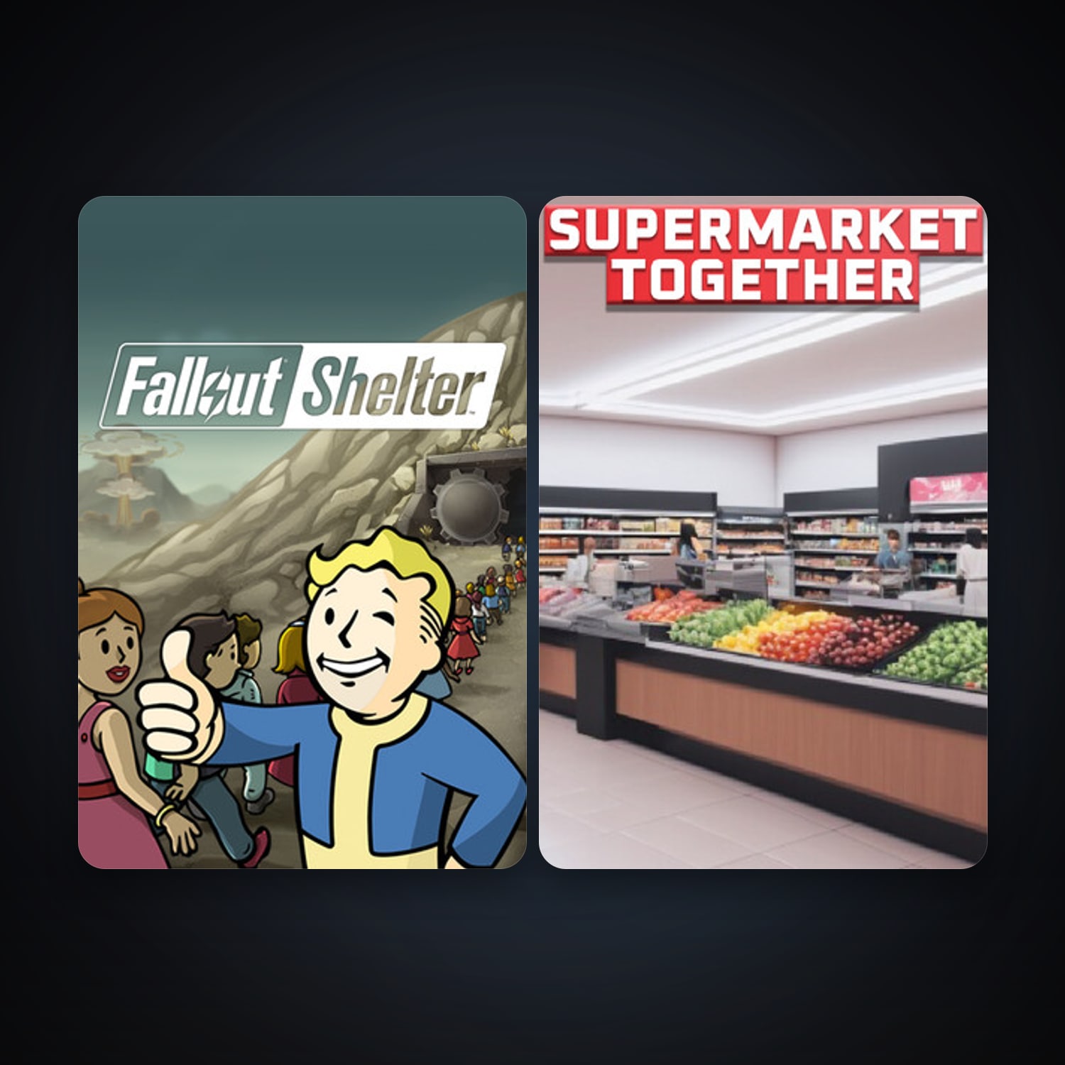 Fallout Shelter + Supermarket Together, 3 games, clean — HabibiAccounts