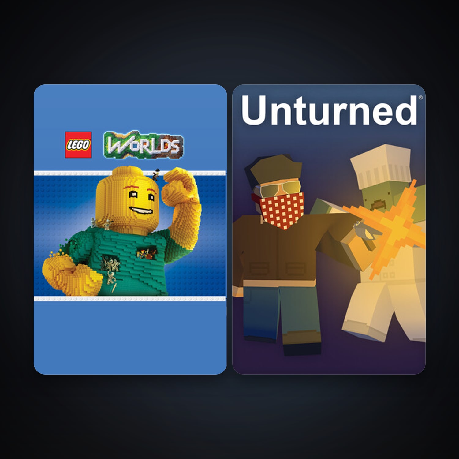 Unturned + LEGO Worlds, 2 games, clean — HabibiAccounts