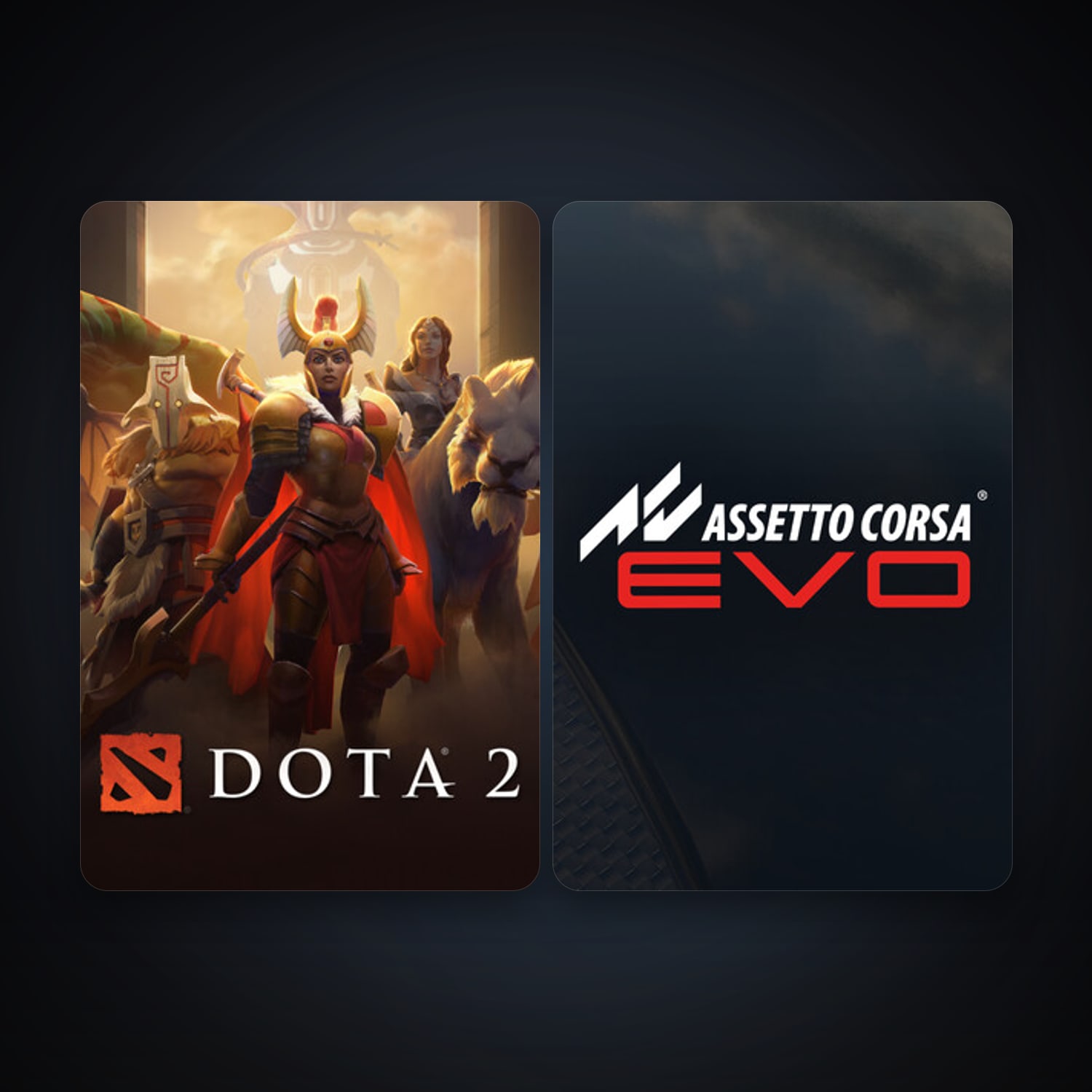 Dota 2 + Assetto Corsa EVO, 3 games, clean — HabibiAccounts