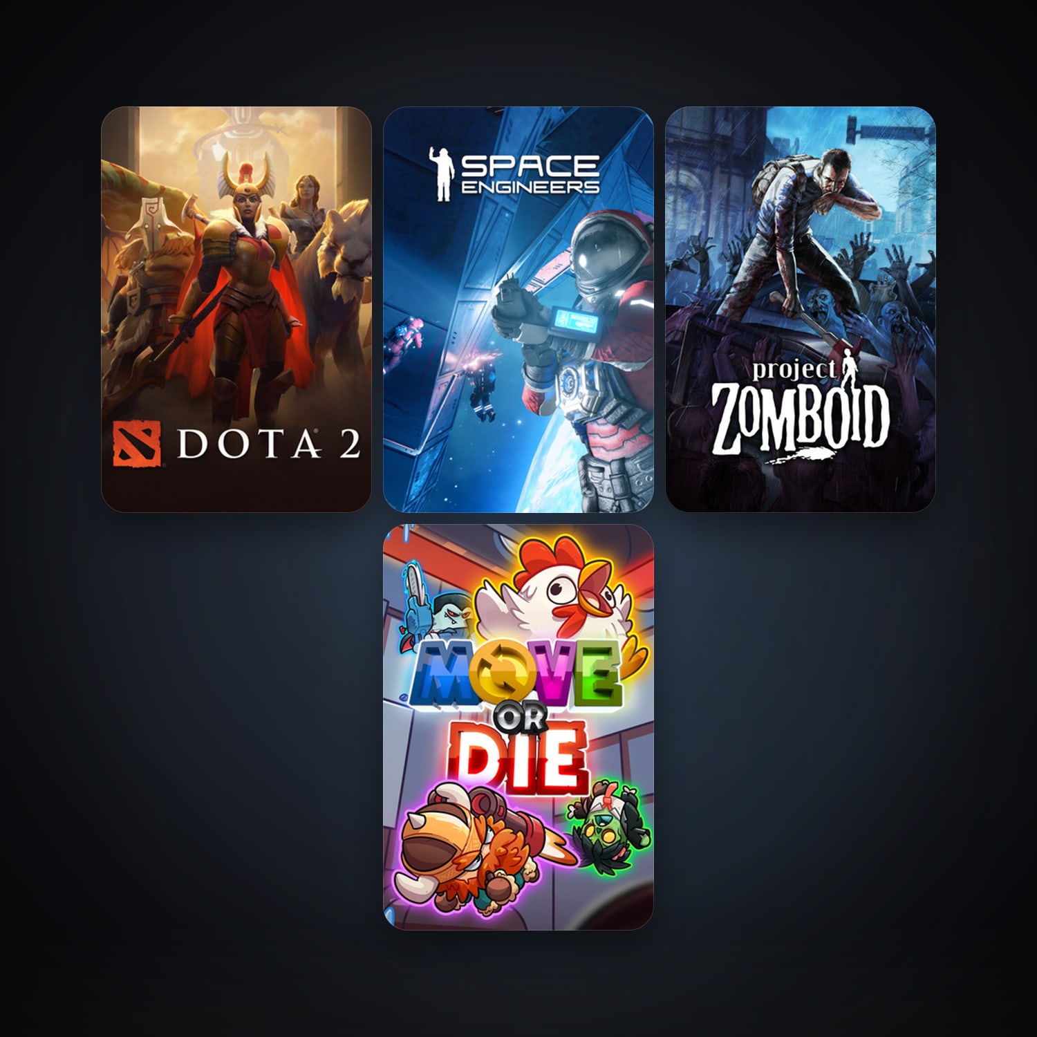 Dota 2 + Project Zomboid, 16 games, clean — HabibiAccounts