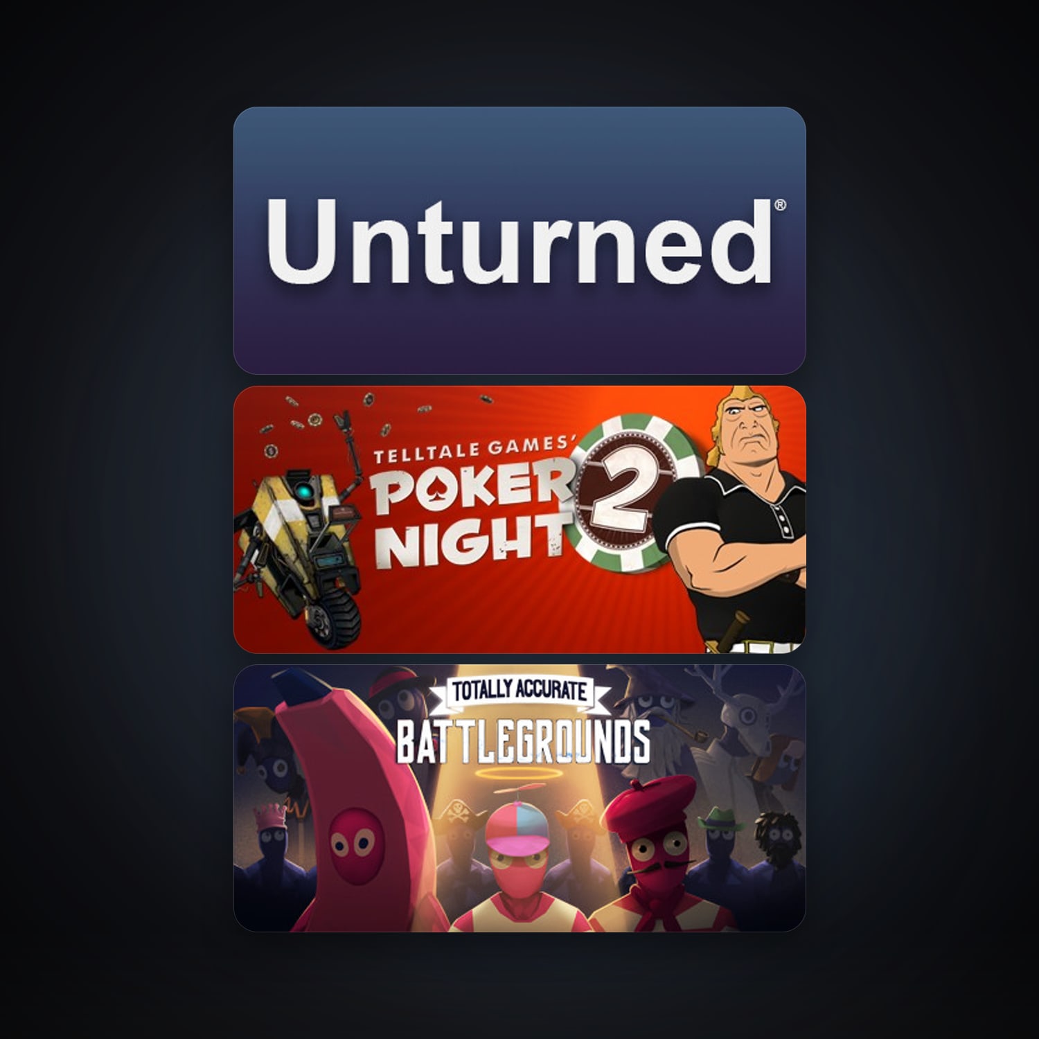 Poker Night 2 + Unturned, 11 games, clean — HabibiAccounts