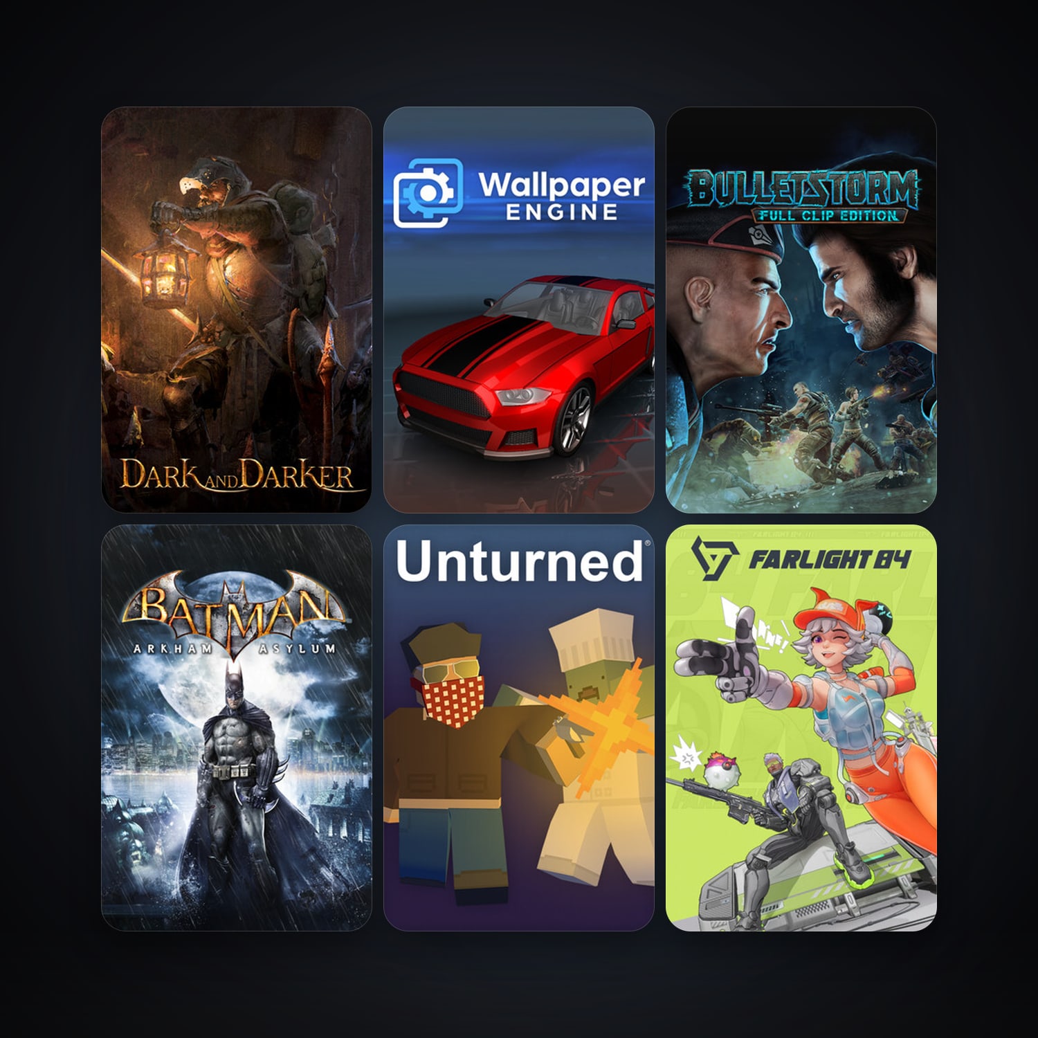 Dark and Darker & Wallpaper Engine | 15 Games | Clean — HabibiAccounts