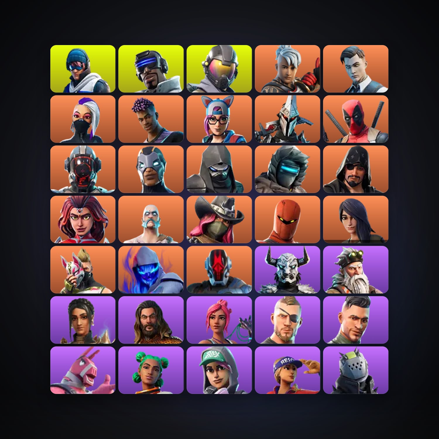 Fortnite locker — 84 skins — 850 V-Bucks — lvl 1342 — HabibiAccounts