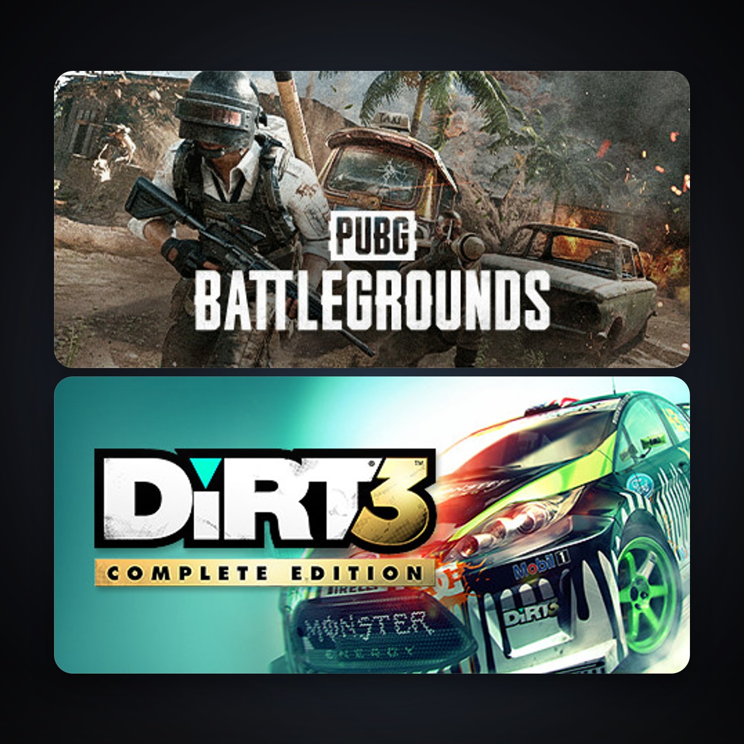 DiRT 3 Complete Edition + PUBG: BATTLEGROUNDS, 6 games, clean — HabibiAccounts