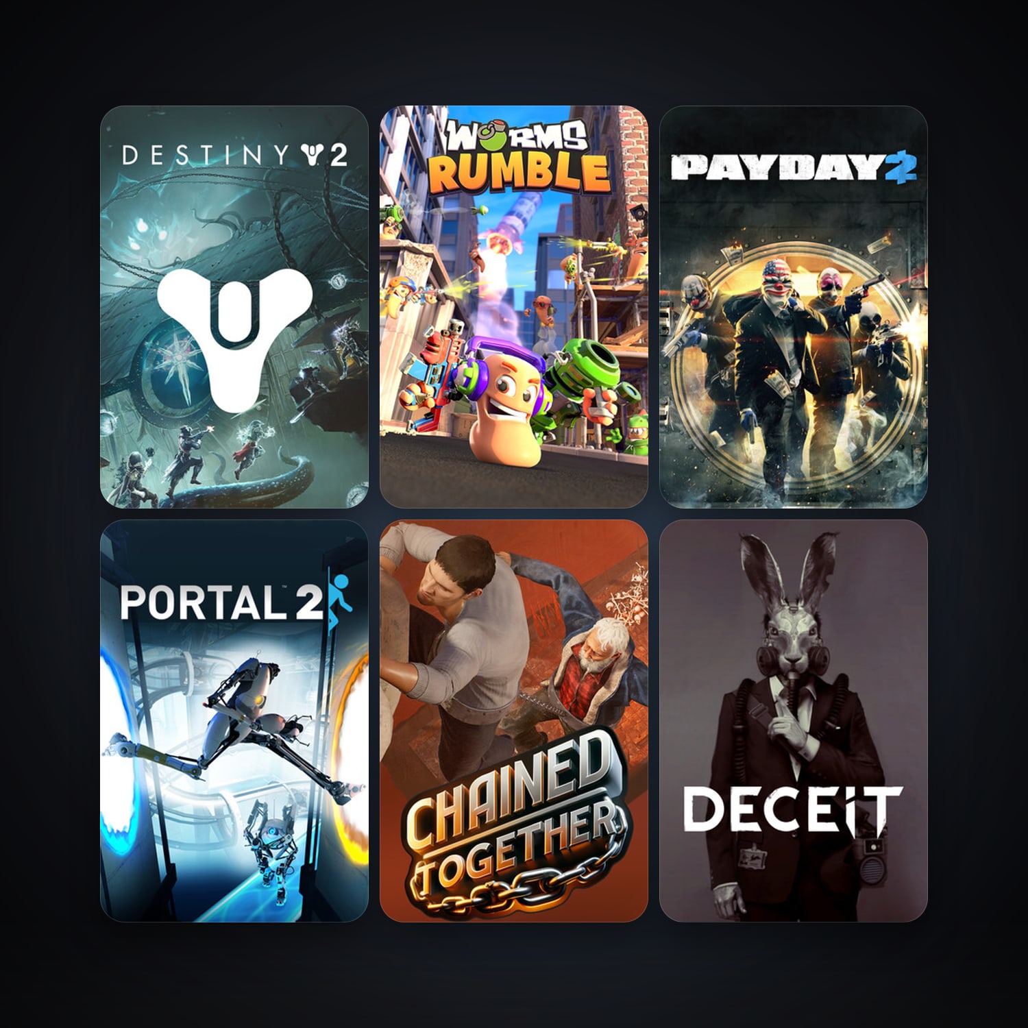 Portal 2 + PAYDAY 2, 13 games, clean — HabibiAccounts