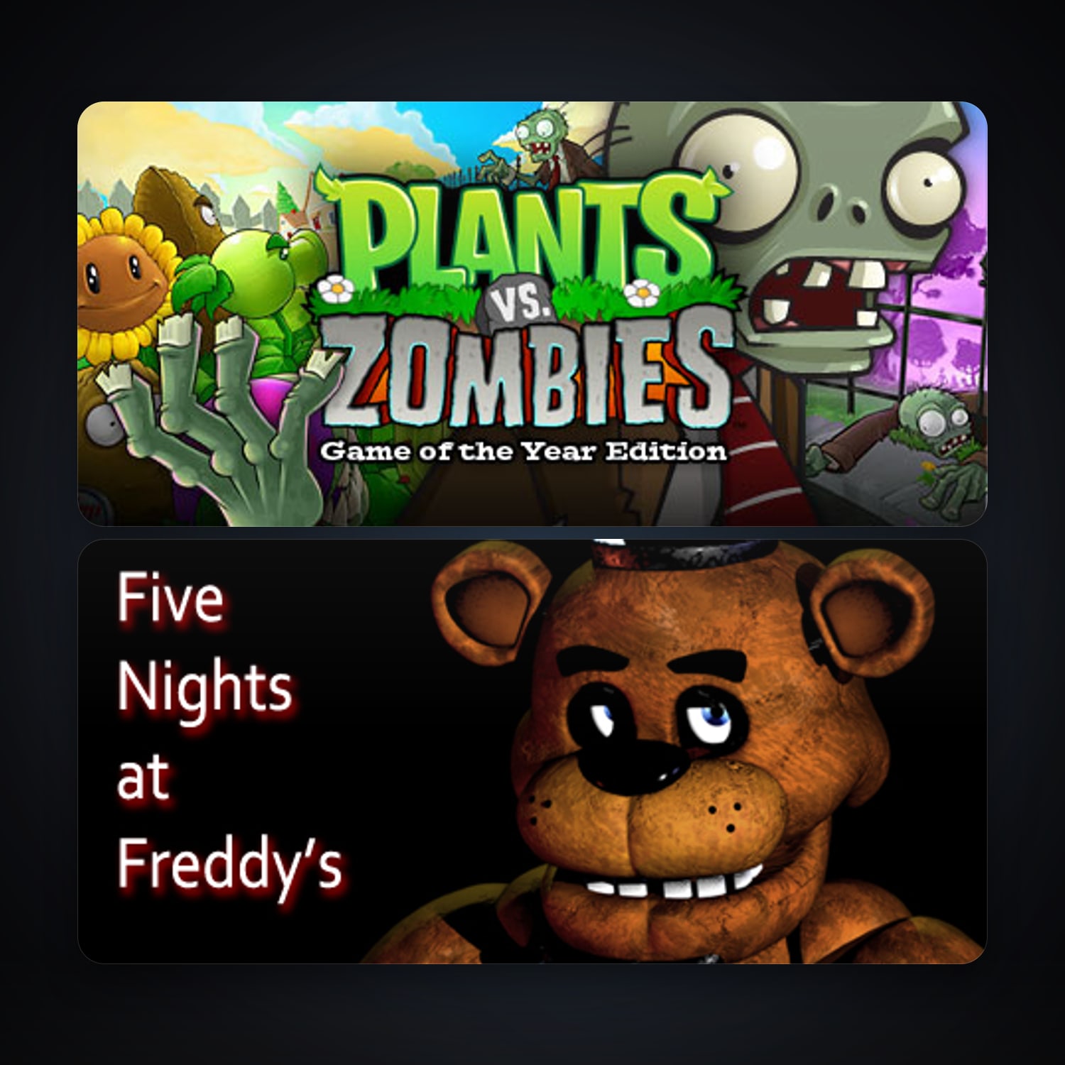 Plants vs. Zombies GOTY Edition + Five Nights at Freddy's, 2 games, clean — HabibiAccounts