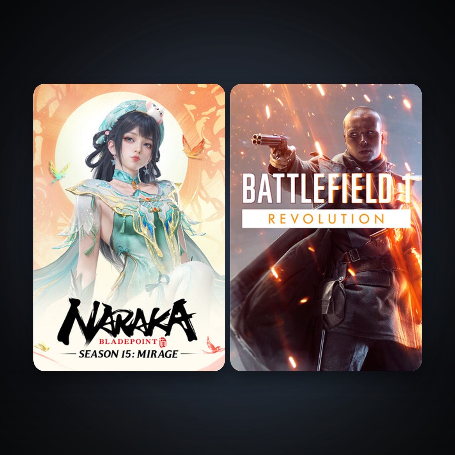 NARAKA: BLADEPOINT + Battlefield 1, 2 games, clean — HabibiAccounts
