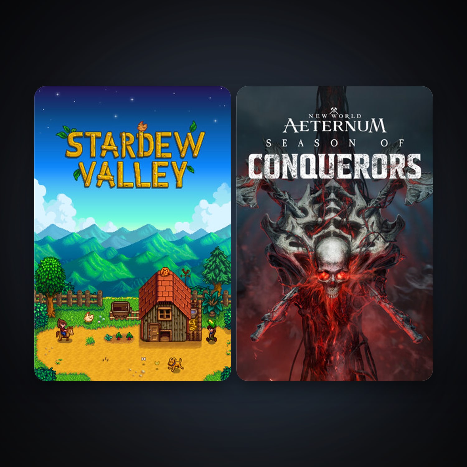 Stardew Valley + New World: Aeternum, 2 games, clean — HabibiAccounts