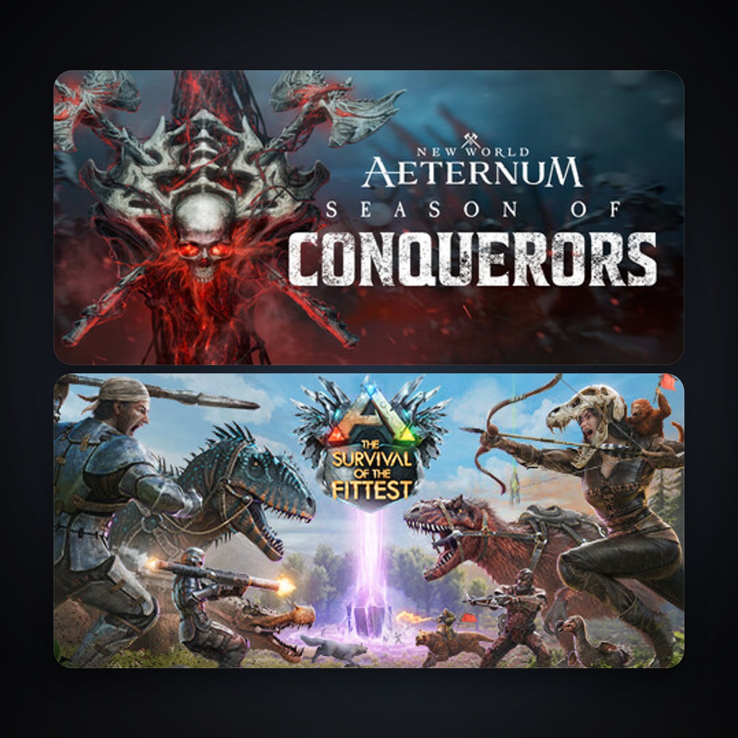 ARK: The Survival Of The Fittest + New World: Aeternum, 4 games, clean — HabibiAccounts