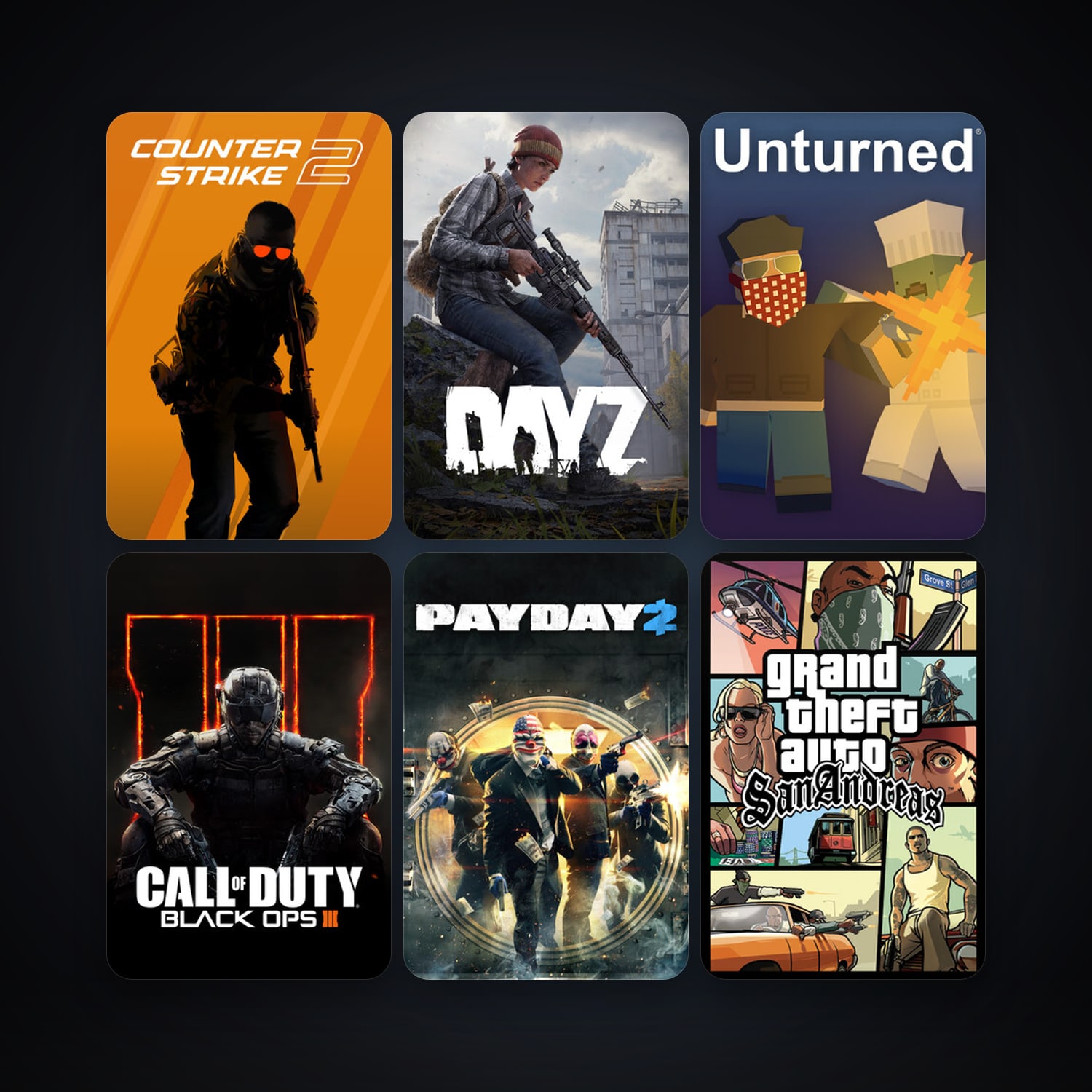 CS2 Prime + Grand Theft Auto: San Andreas, 8 games, clean — HabibiAccounts