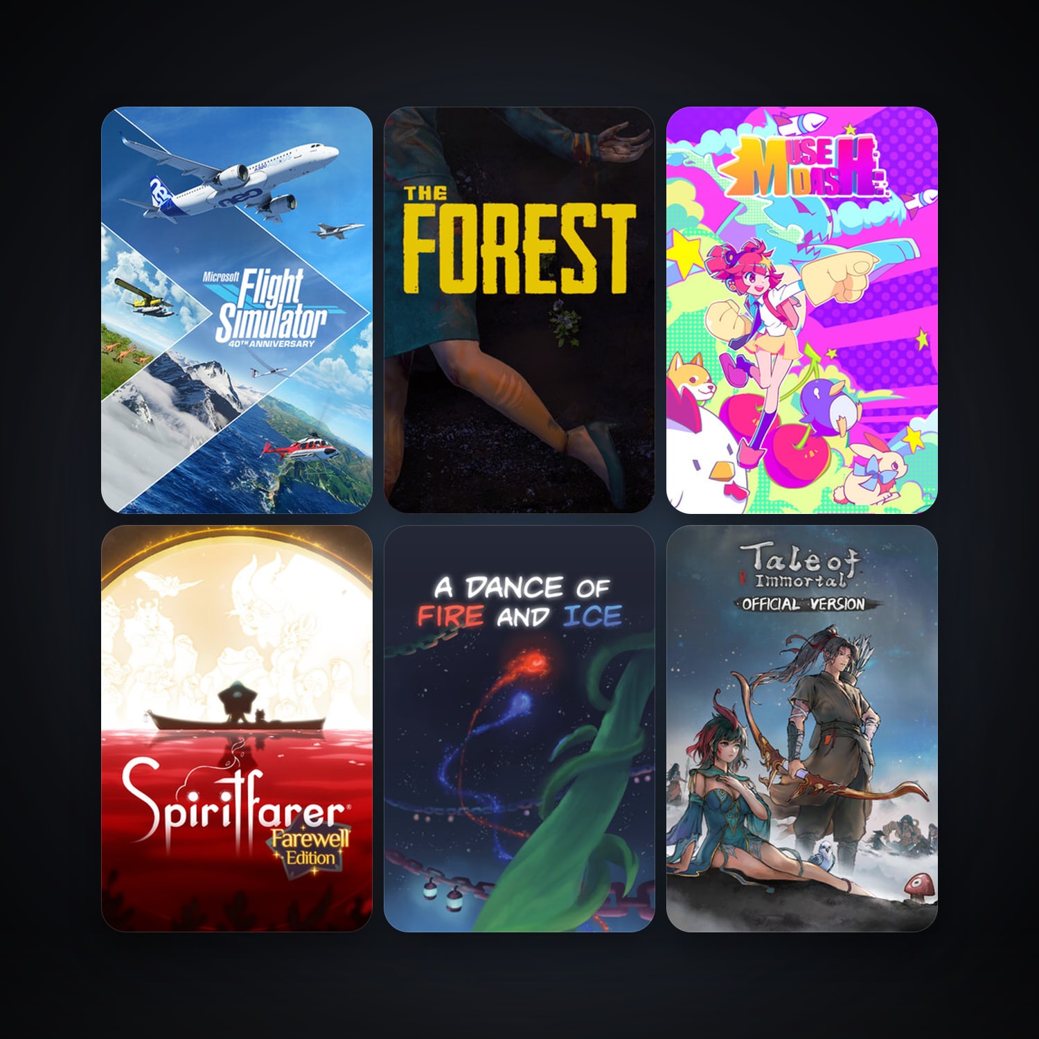 The Forest + Muse Dash, 6 games, clean — HabibiAccounts
