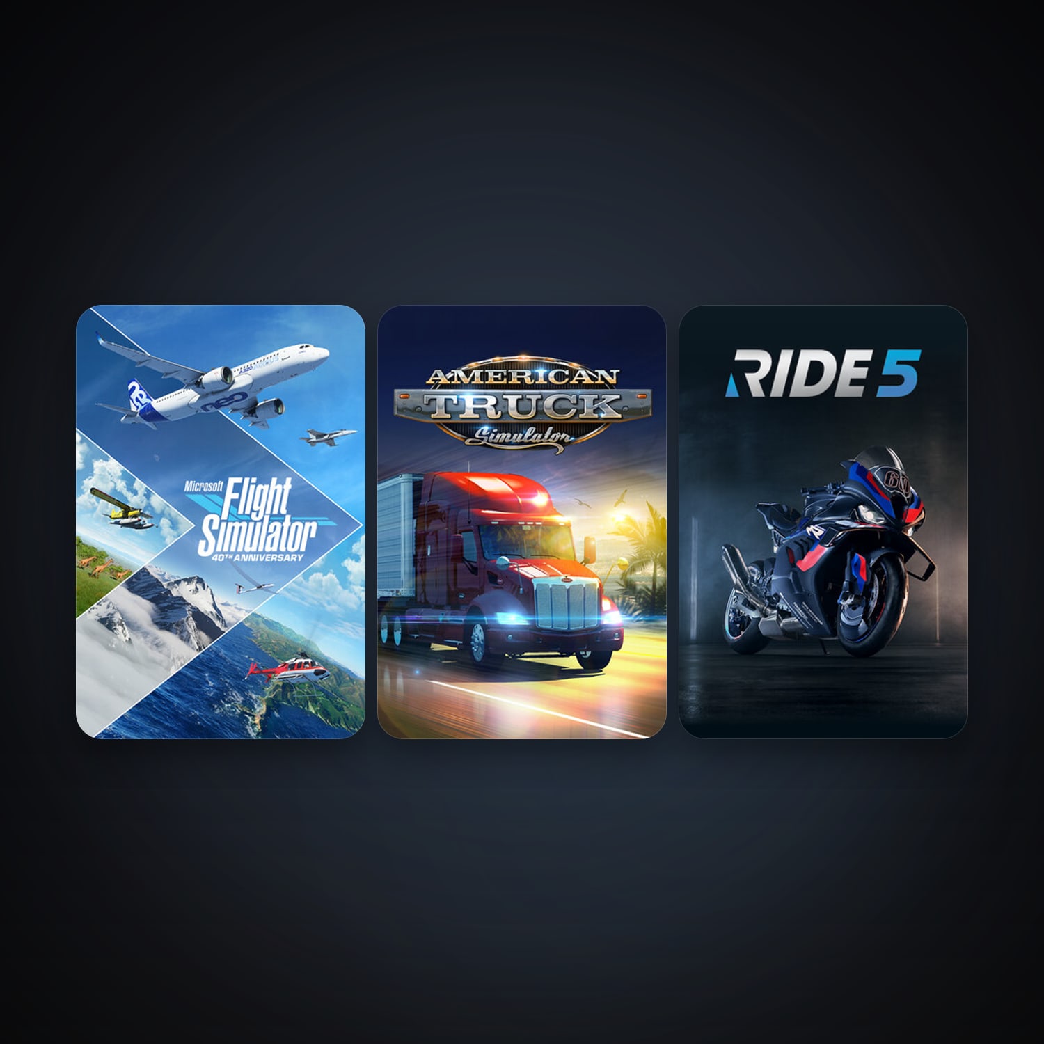 American Truck Simulator + Microsoft Flight Simulator Game of the Year Edition, 4 games, clean — HabibiAccounts