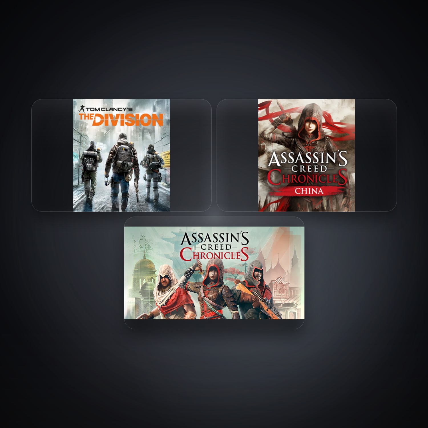 هالحساب يوبيسوفت فيه Tom Clancy's The Division وAssassin's Creed Chronicles China، IN، 4 ألعاب — HabibiAccounts