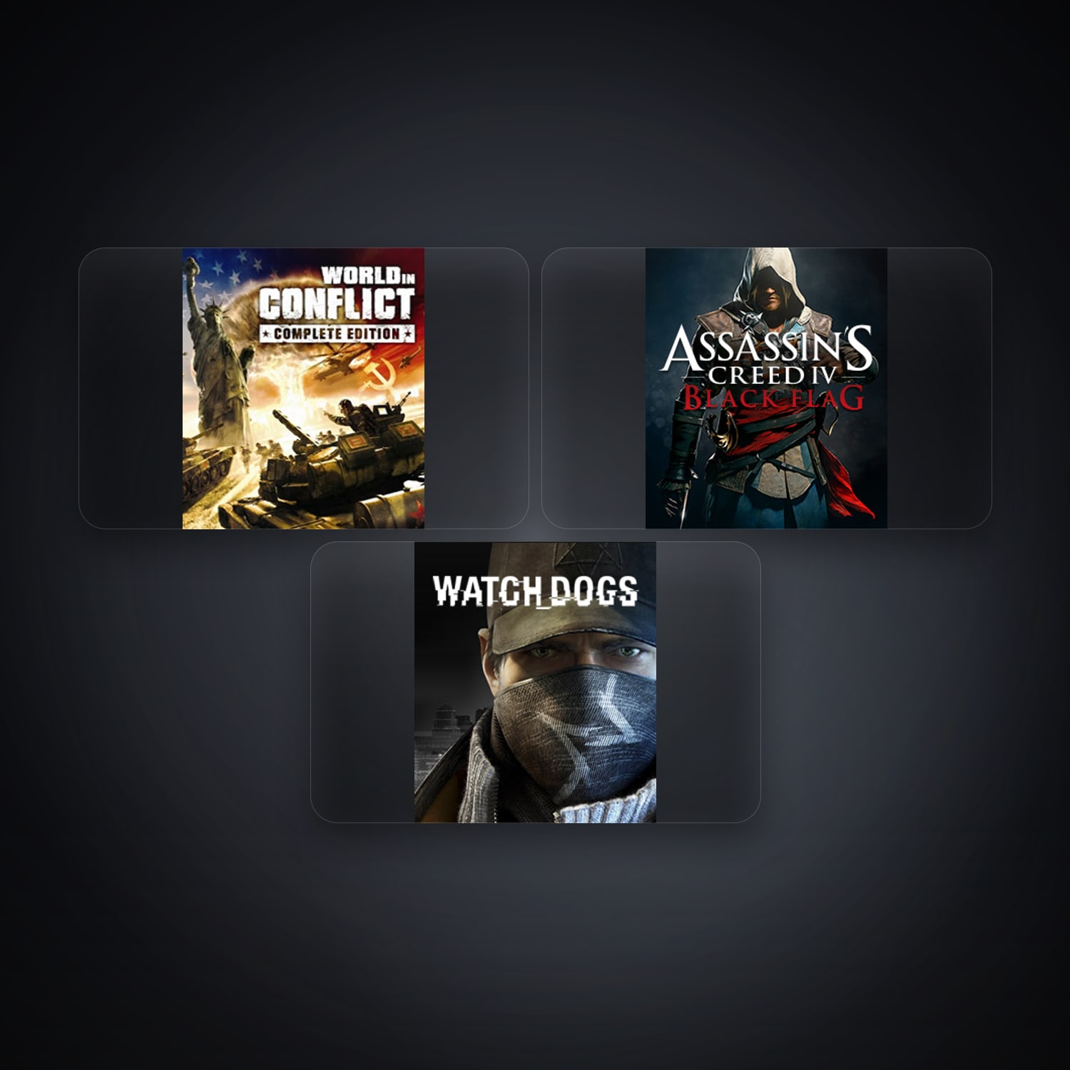 هالحساب يوبيسوفت فيه World In Conflict وAssassin’s Creed IV Black Flag، DE، 3 ألعاب — HabibiAccounts
