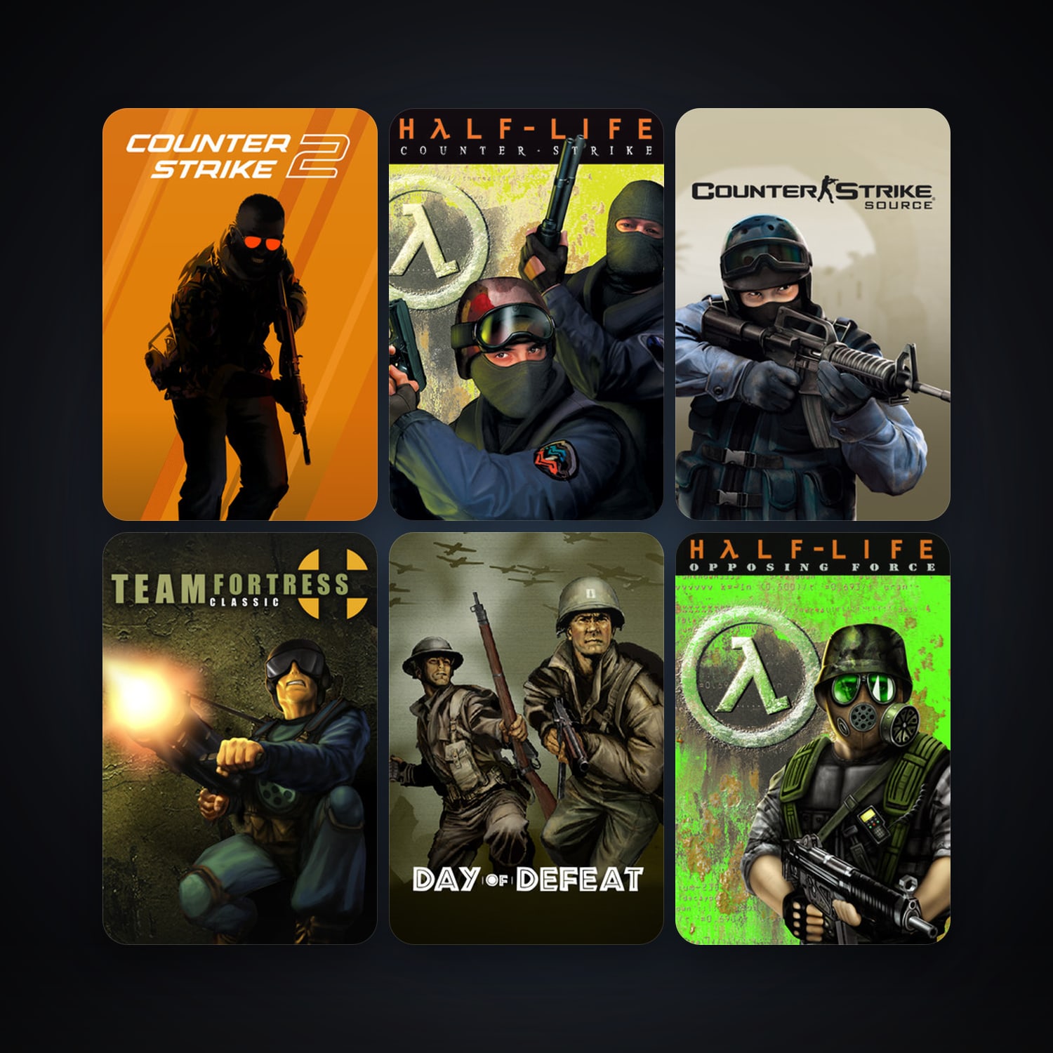 Counter-Strike + Team Fortress Classic, 12 games, Steam 11, clean — HabibiAccounts