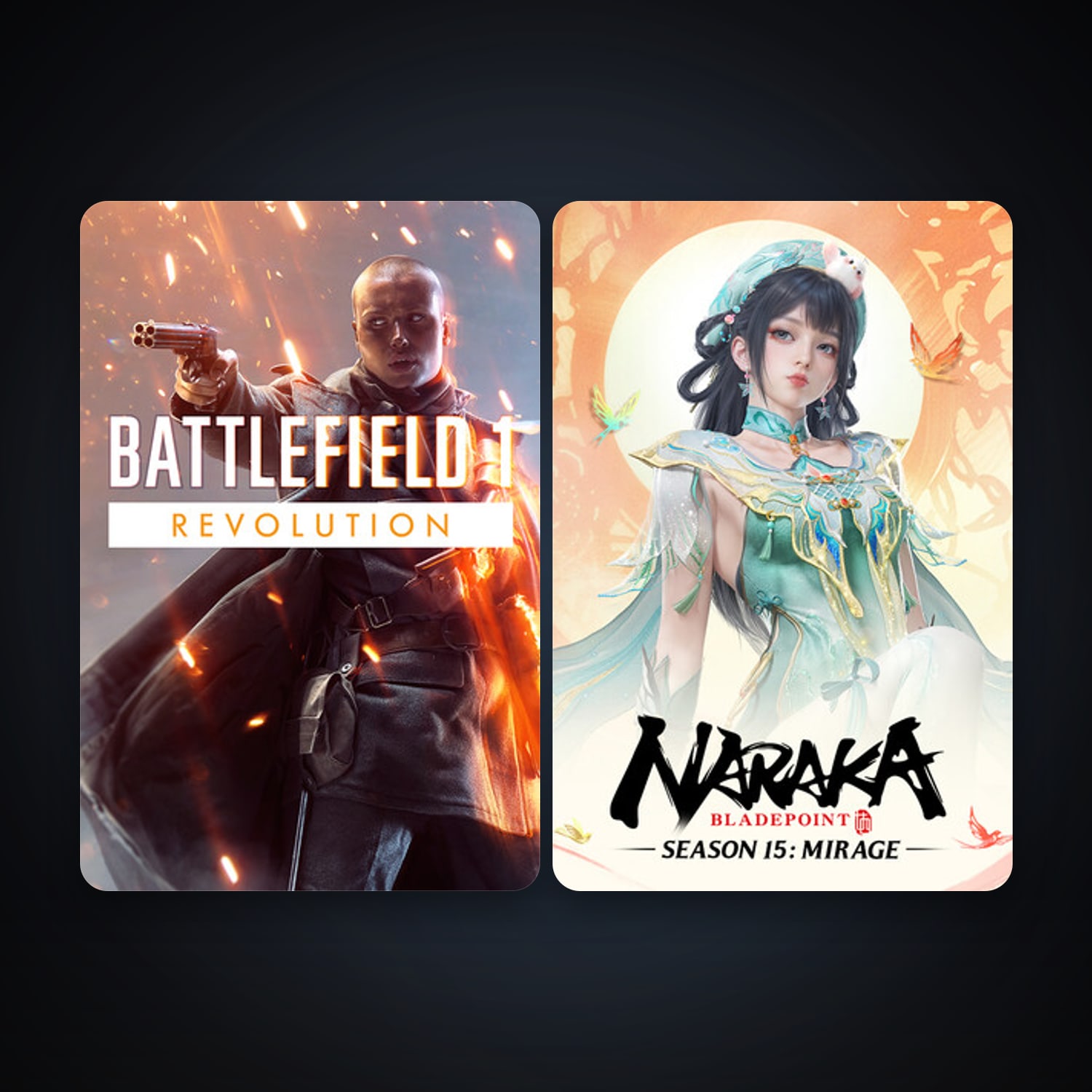 NARAKA: BLADEPOINT + Battlefield 1, 2 games, clean — HabibiAccounts