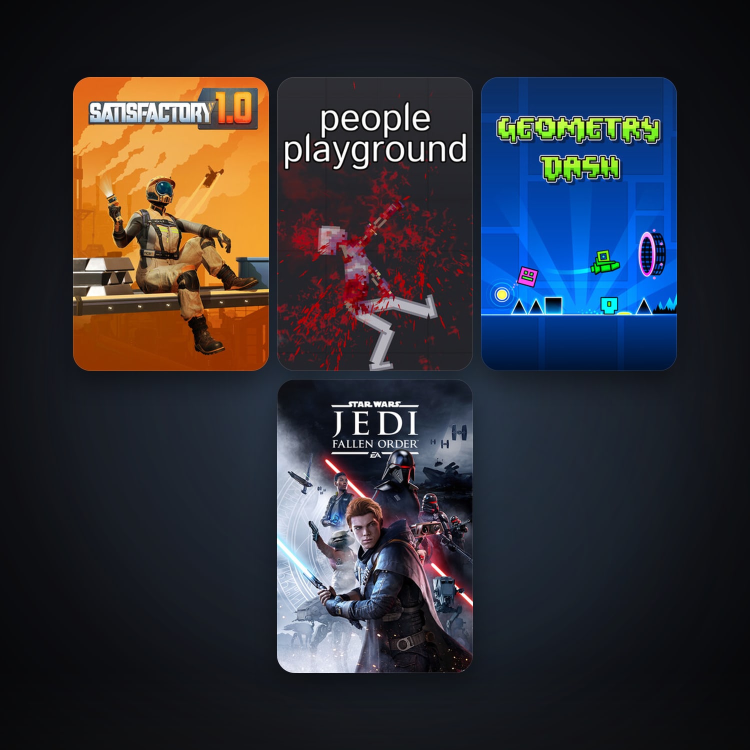 Geometry Dash + Satisfactory, 9 games, clean — HabibiAccounts