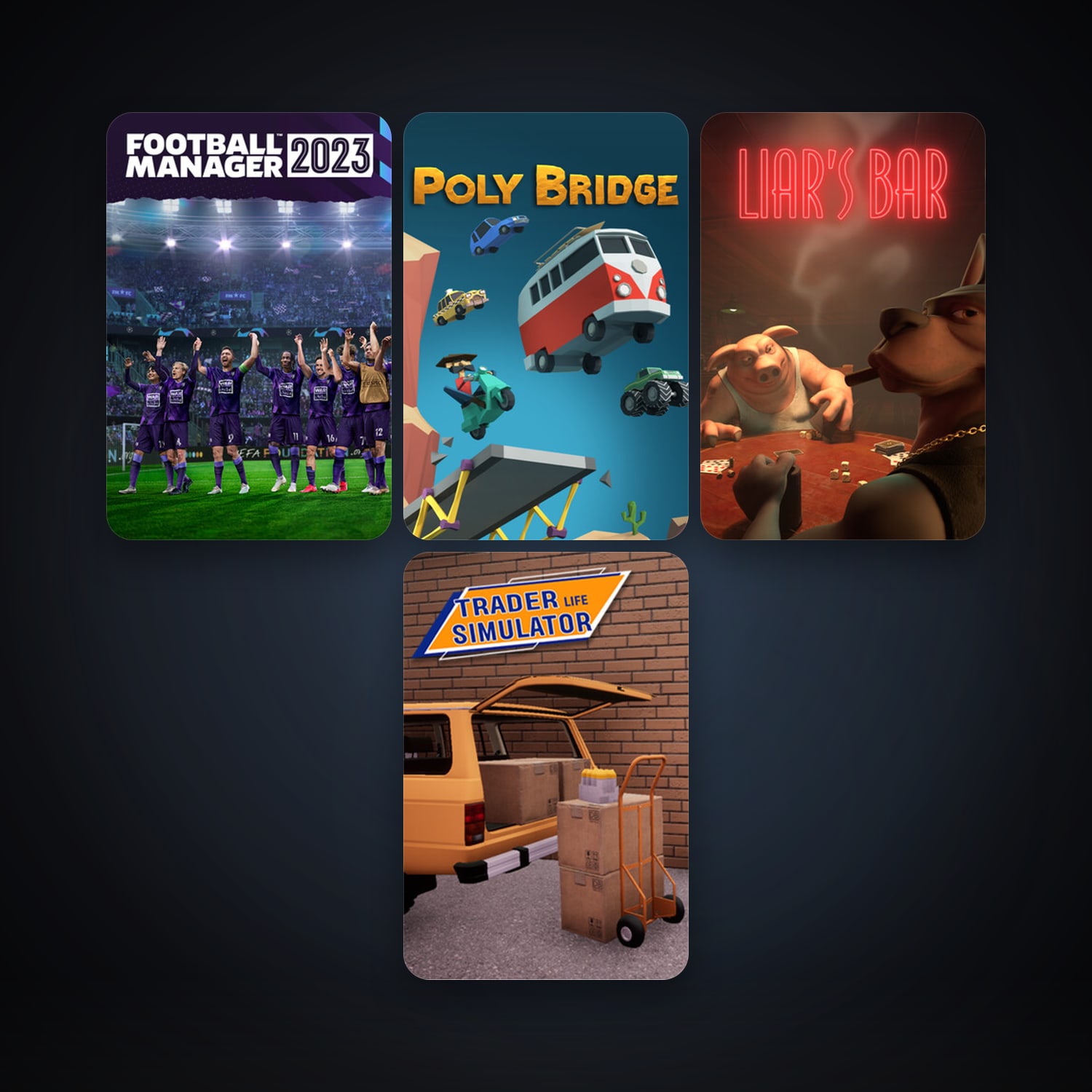 Poly Bridge + Trader Life Simulator, 8 games, clean — HabibiAccounts