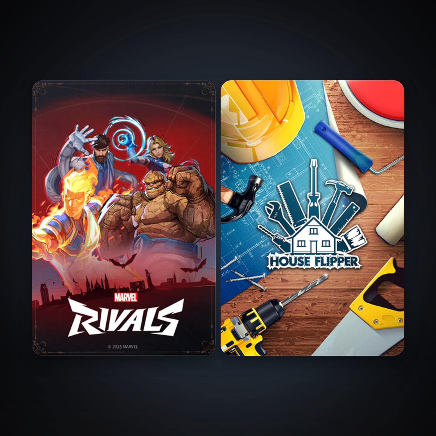 House Flipper + Marvel Rivals, 6 games, clean — HabibiAccounts