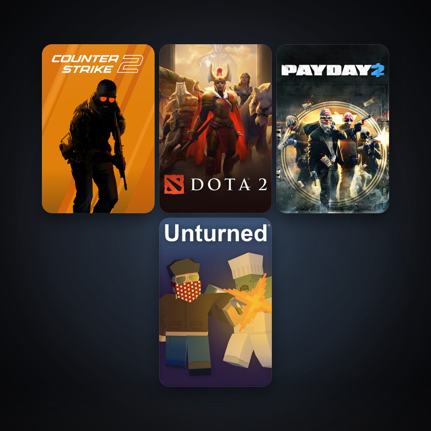 Dota 2 + CS2 Prime, 4 games, Steam 14, clean — HabibiAccounts