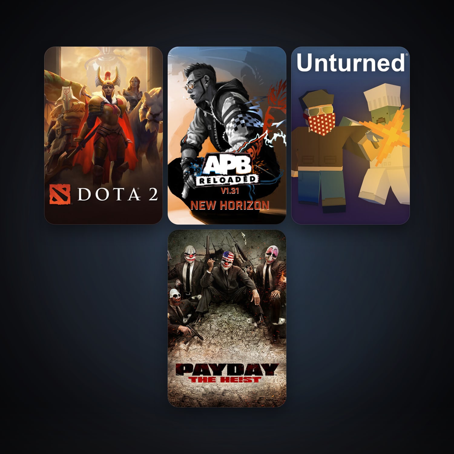 Dota 2 + PAYDAY The Heist, 14 games, clean — HabibiAccounts