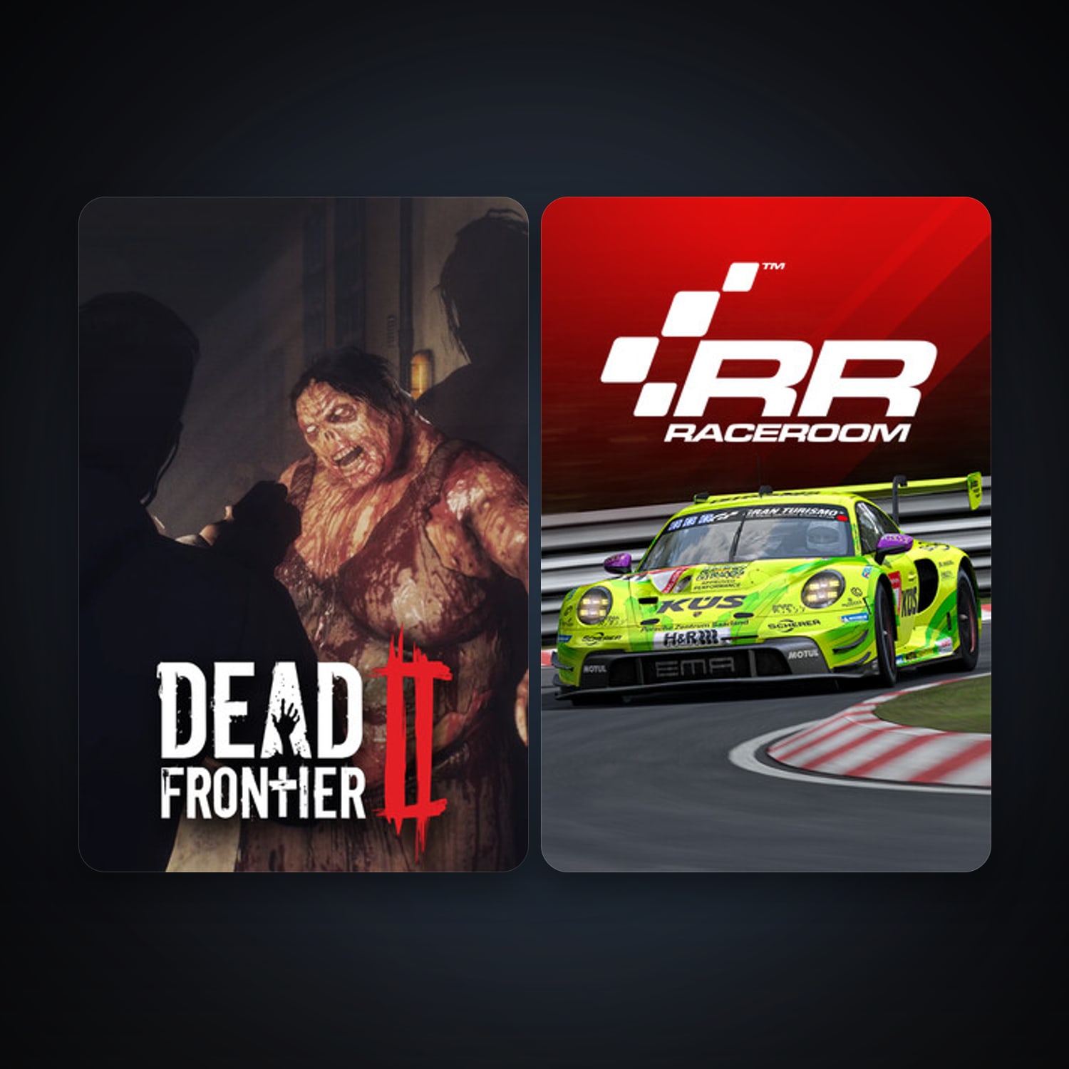 RaceRoom Racing Experience + Dead Frontier 2, 8 games, clean — HabibiAccounts