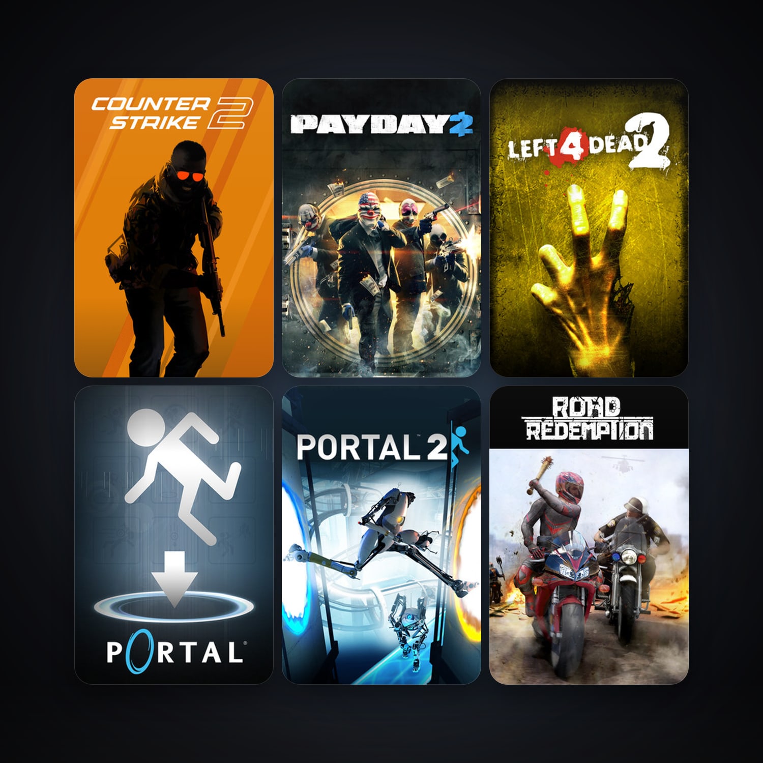 Portal + Left 4 Dead 2, 15 games, Steam 10, clean — HabibiAccounts