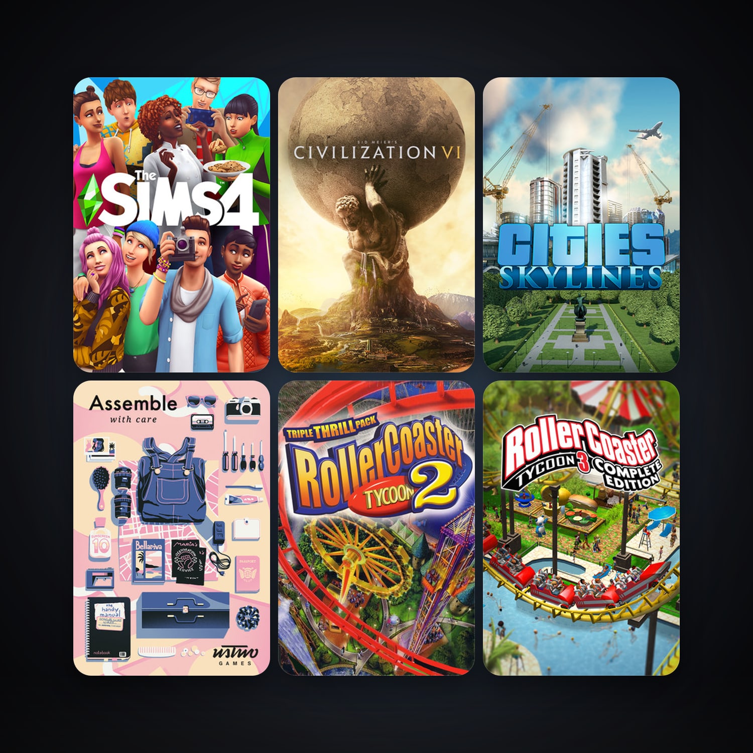 Cities: Skylines + RollerCoaster Tycoon 2: Triple Thrill Pack, 27 games, clean — HabibiAccounts