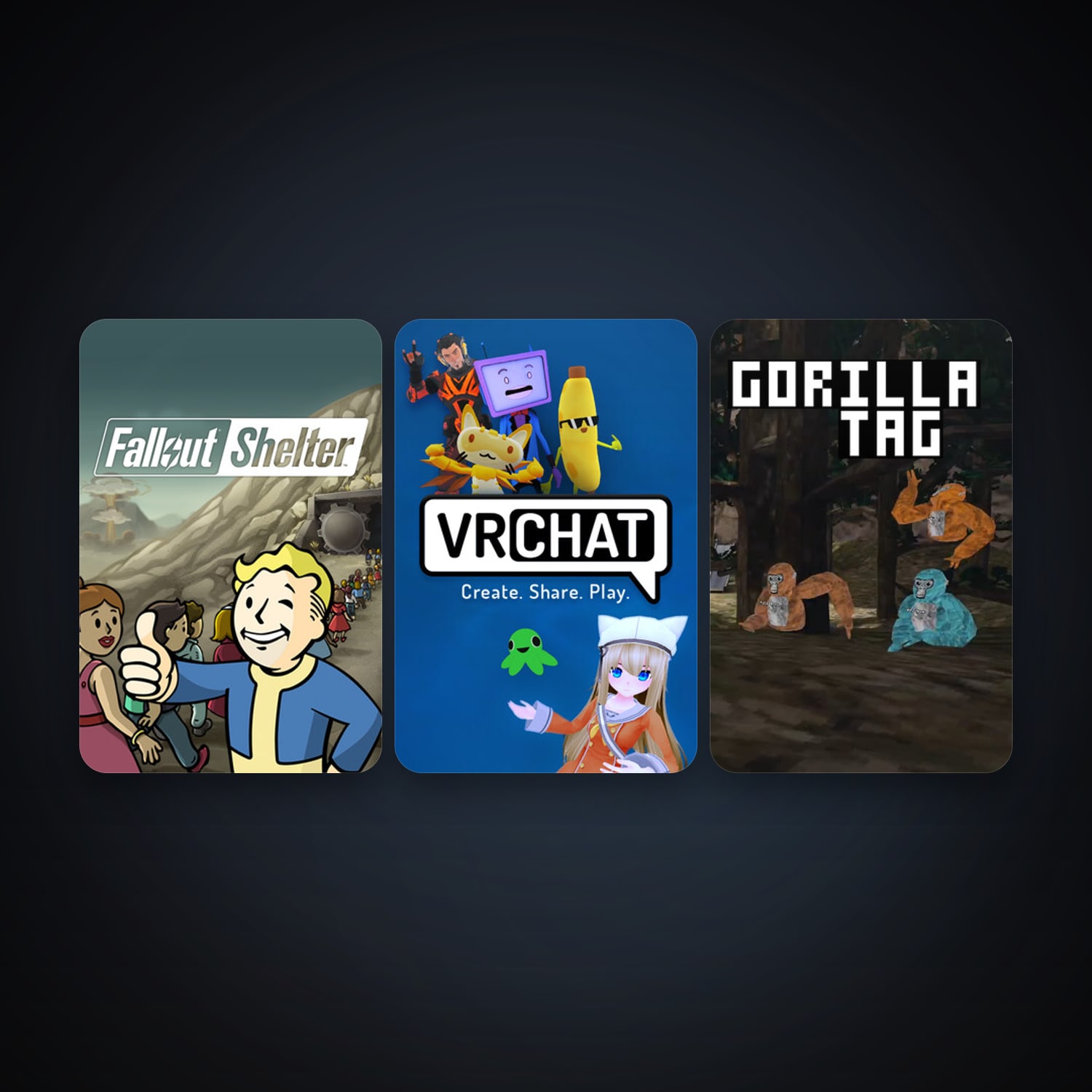 VRChat + Fallout Shelter, 4 games, clean — HabibiAccounts
